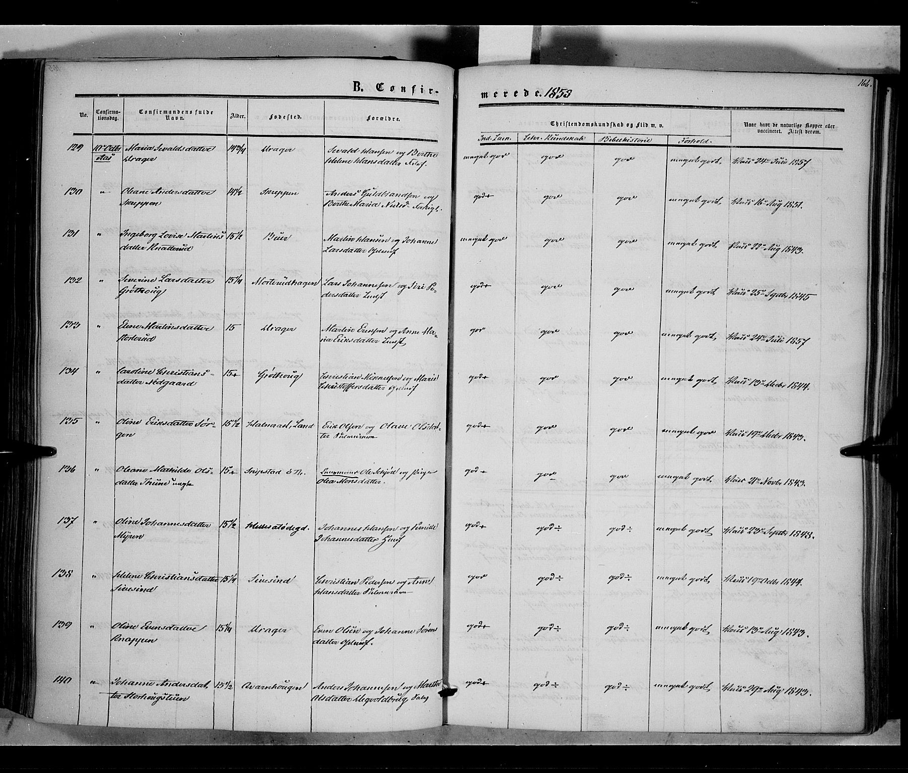 Vestre Toten prestekontor, SAH/PREST-108/H/Ha/Haa/L0006: Ministerialbok nr. 6, 1856-1861, s. 166