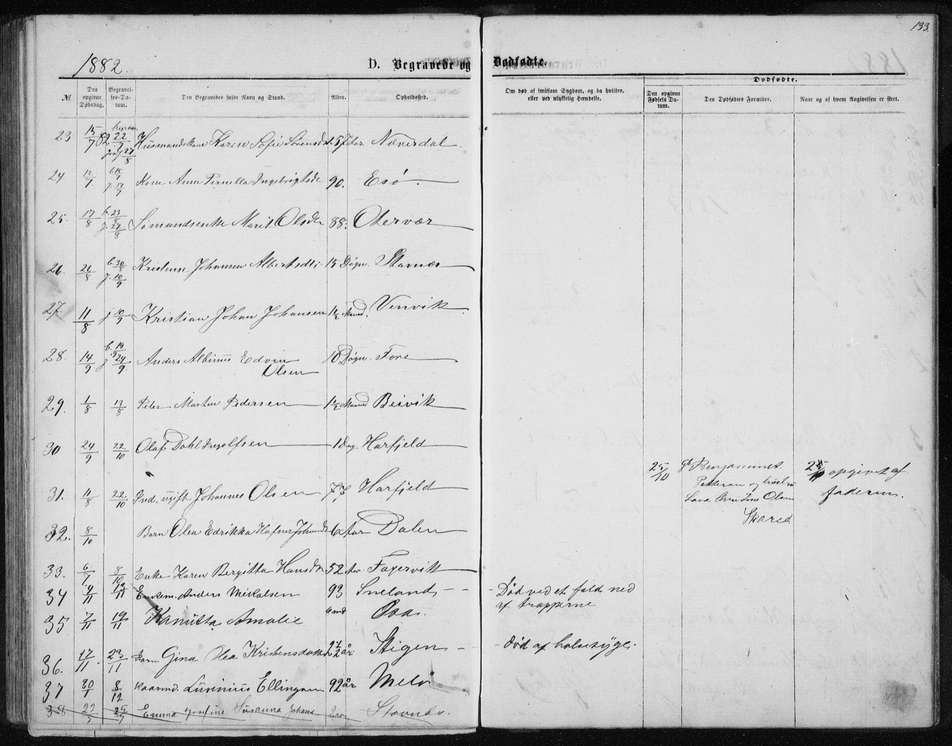 Ministerialprotokoller, klokkerbøker og fødselsregistre - Nordland, AV/SAT-A-1459/843/L0635: Klokkerbok nr. 843C04, 1872-1887, s. 133