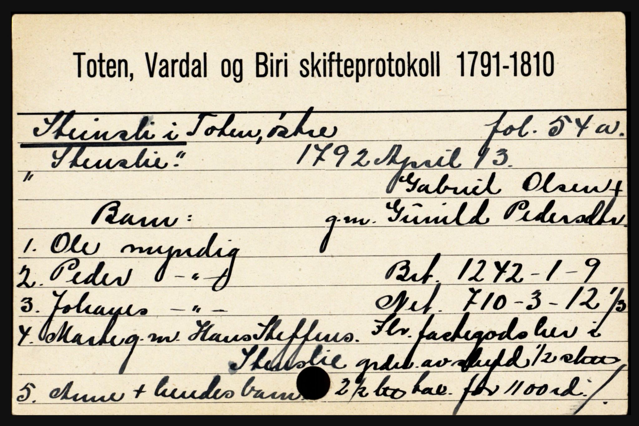 Toten tingrett, AV/SAH-TING-006/J, 1657-1903, s. 19717