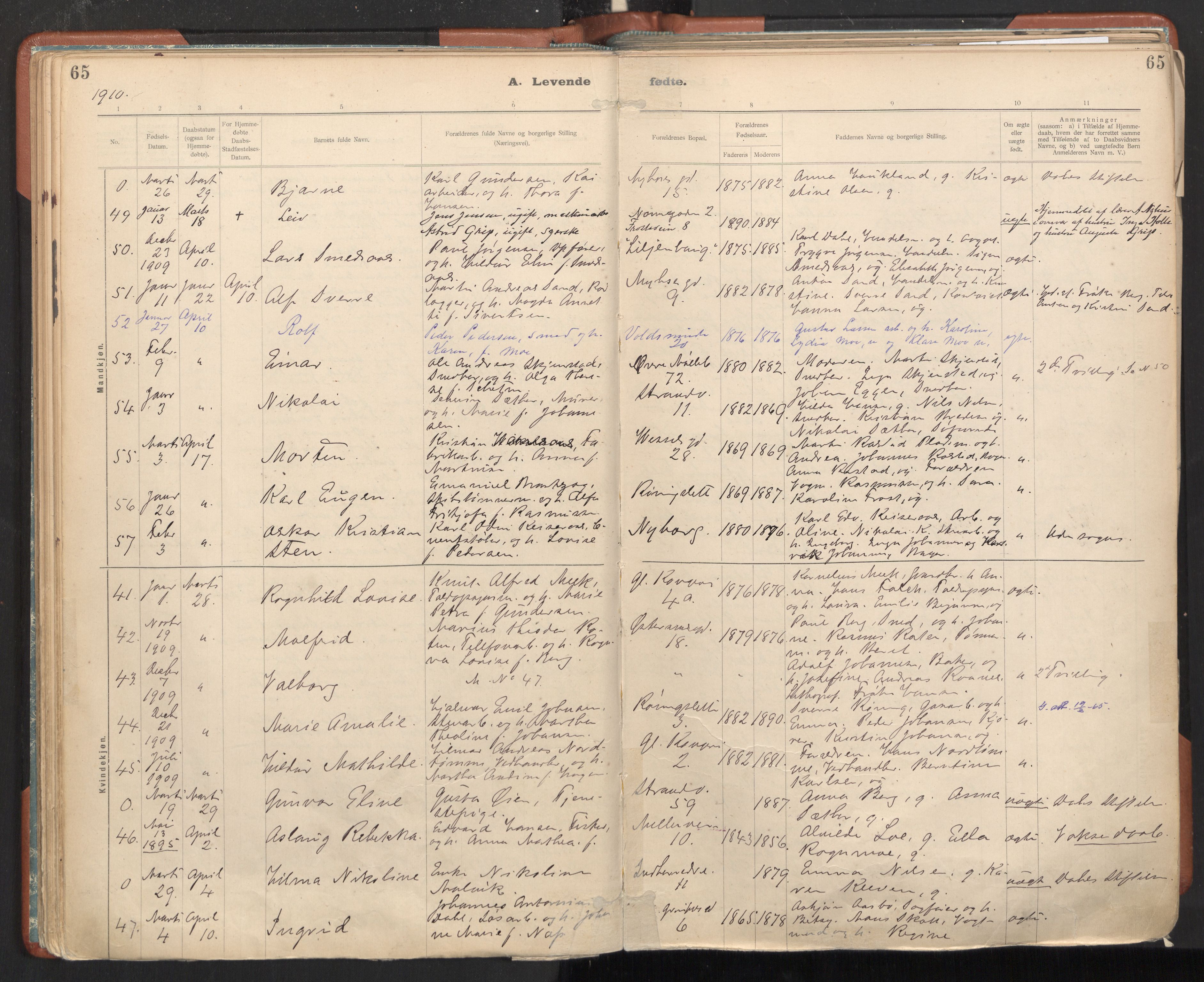 Ministerialprotokoller, klokkerbøker og fødselsregistre - Sør-Trøndelag, AV/SAT-A-1456/605/L0243: Ministerialbok nr. 605A05, 1908-1923, s. 65