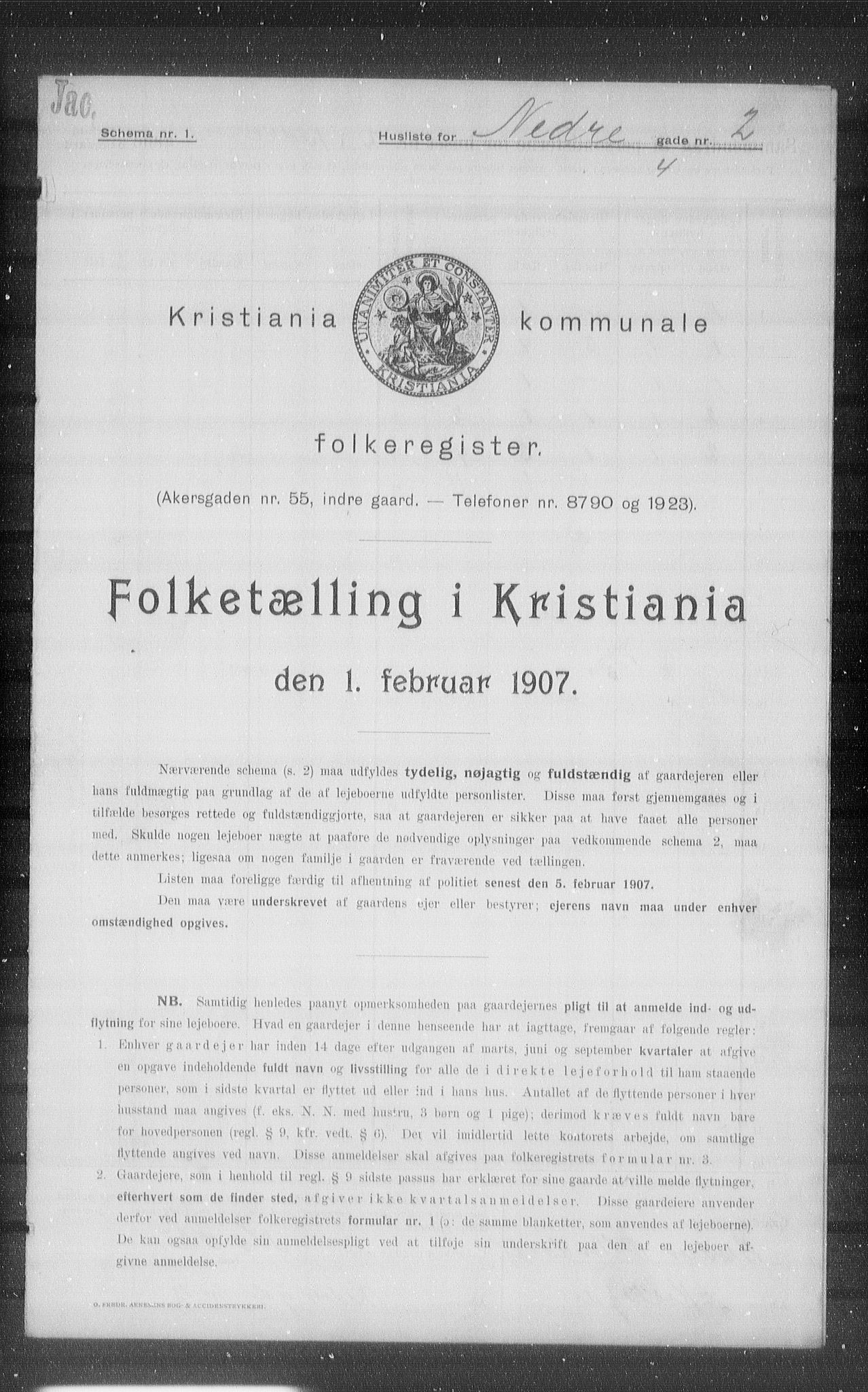 OBA, Kommunal folketelling 1.2.1907 for Kristiania kjøpstad, 1907, s. 35337