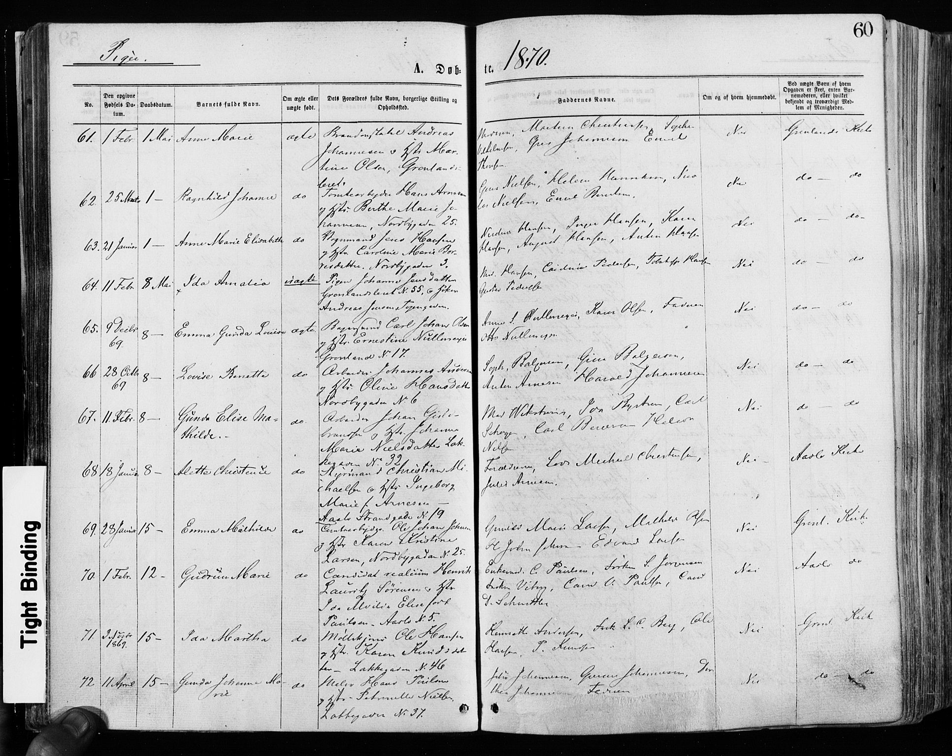 Grønland prestekontor Kirkebøker, SAO/A-10848/F/Fa/L0004: Ministerialbok nr. 4, 1869-1880, s. 60