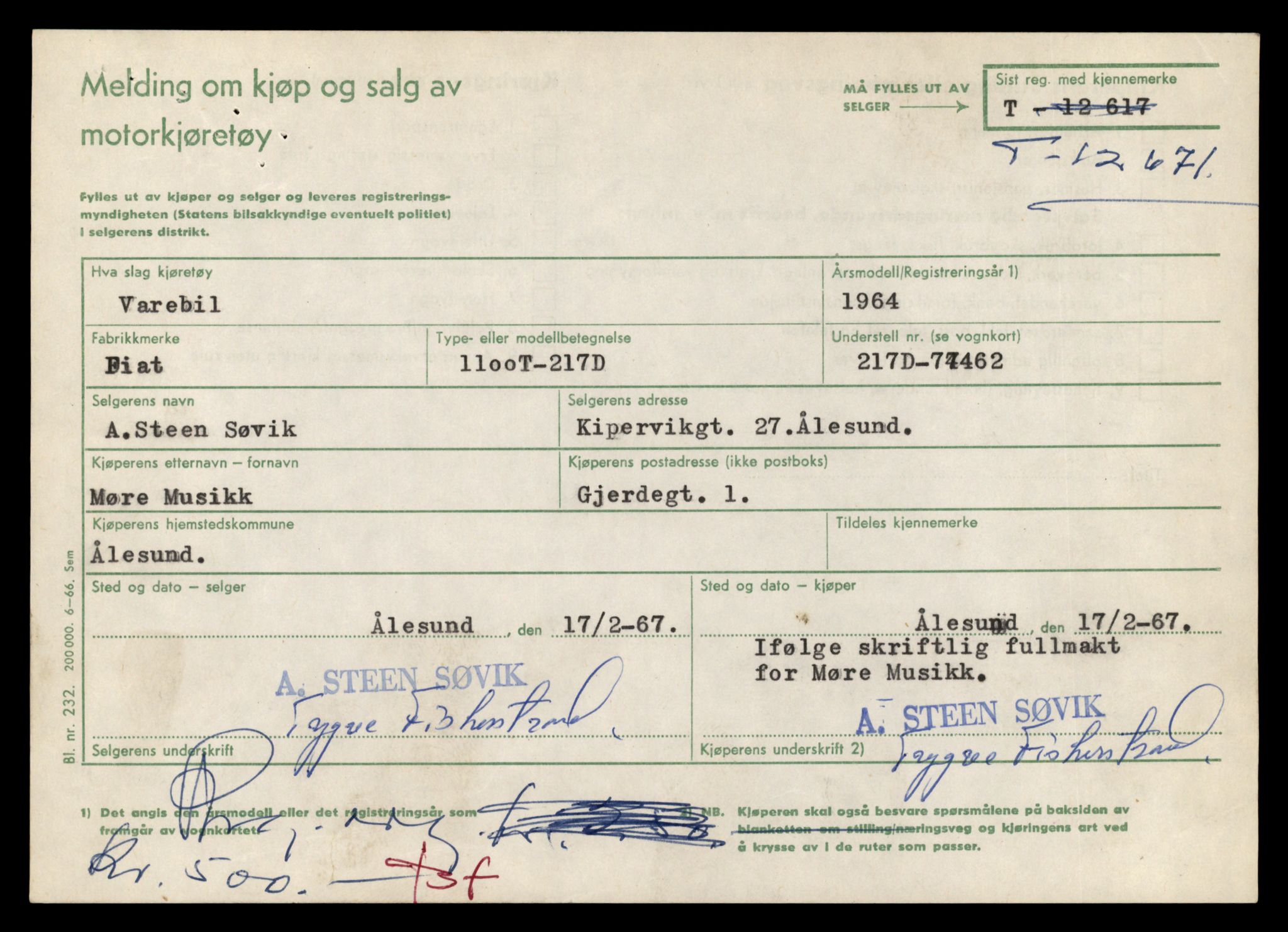 Møre og Romsdal vegkontor - Ålesund trafikkstasjon, AV/SAT-A-4099/F/Fe/L0035: Registreringskort for kjøretøy T 12653 - T 12829, 1927-1998, s. 349
