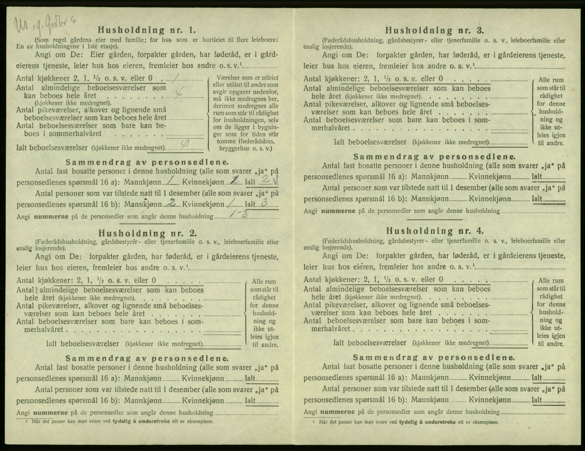 SAB, Folketelling 1920 for 1228 Odda herred, 1920, s. 1266