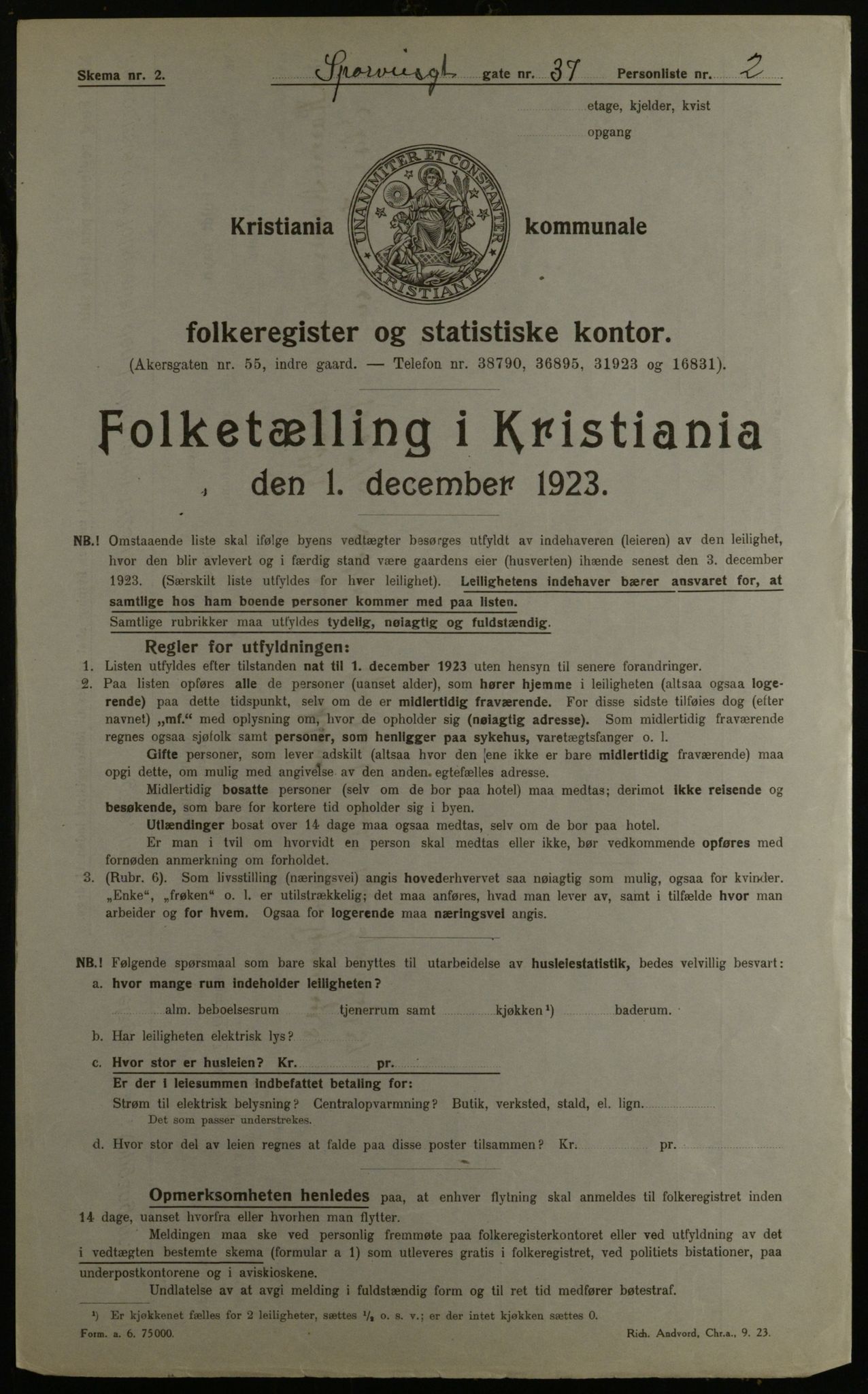 OBA, Kommunal folketelling 1.12.1923 for Kristiania, 1923, s. 111142