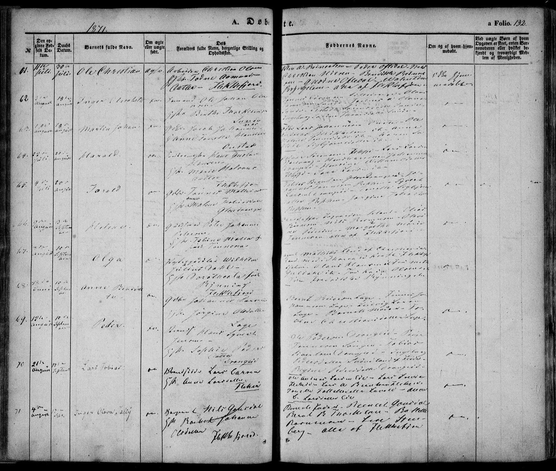 Flekkefjord sokneprestkontor, AV/SAK-1111-0012/F/Fa/Fac/L0005: Ministerialbok nr. A 5, 1849-1875, s. 132