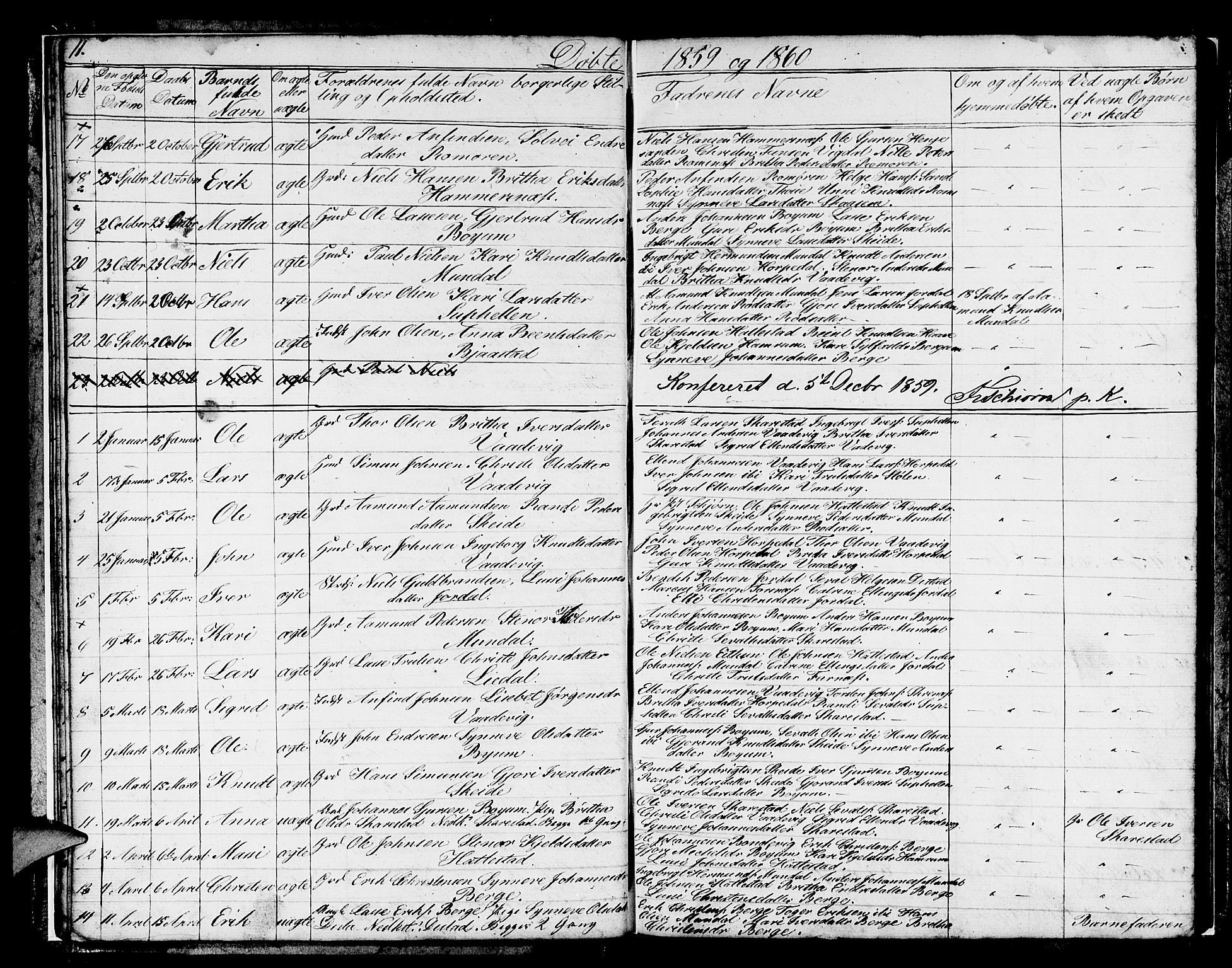 Balestrand sokneprestembete, AV/SAB-A-79601/H/Hab/Habb/L0001: Klokkerbok nr. B 1, 1853-1879, s. 11