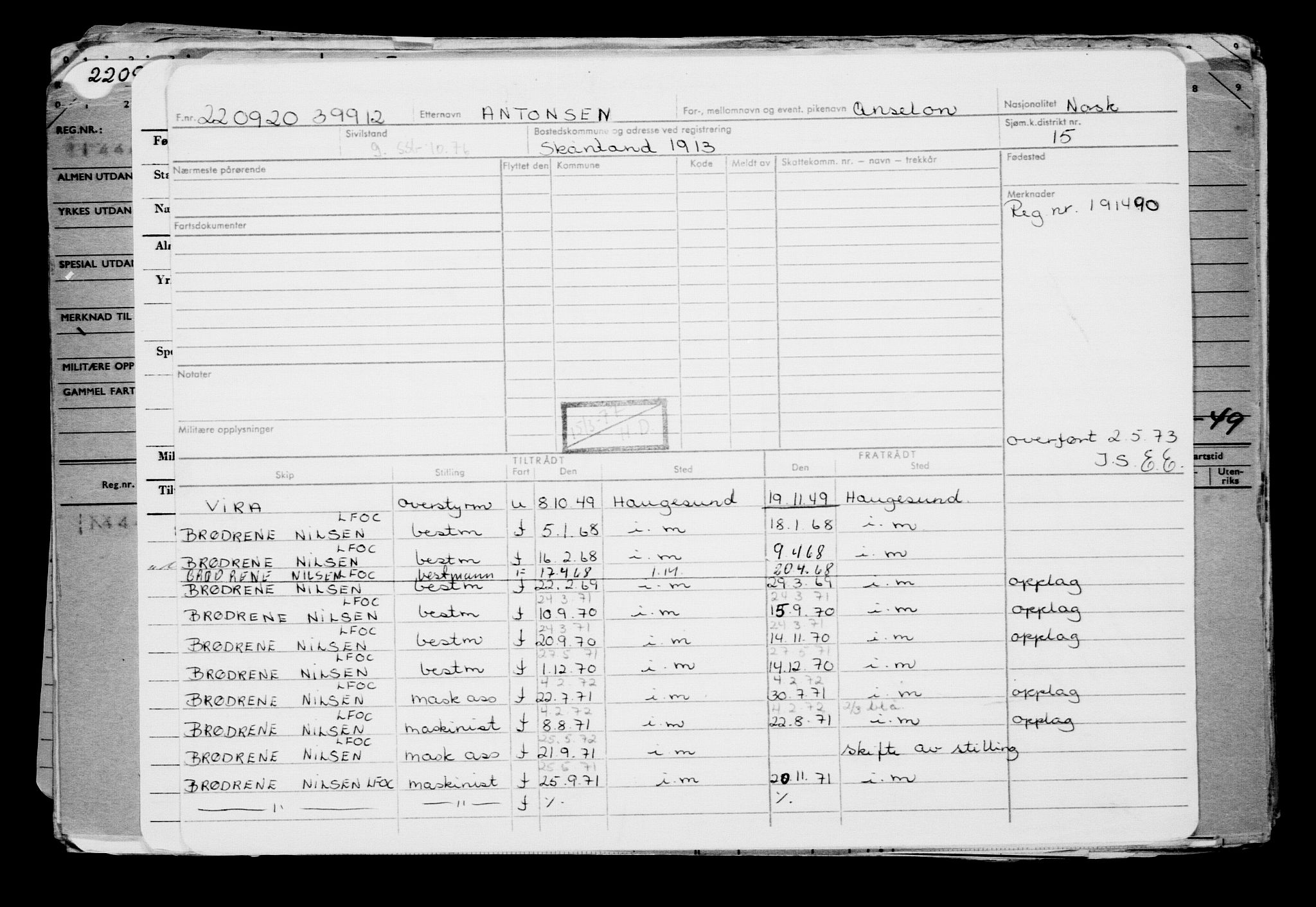 Direktoratet for sjømenn, AV/RA-S-3545/G/Gb/L0185: Hovedkort, 1920, s. 585