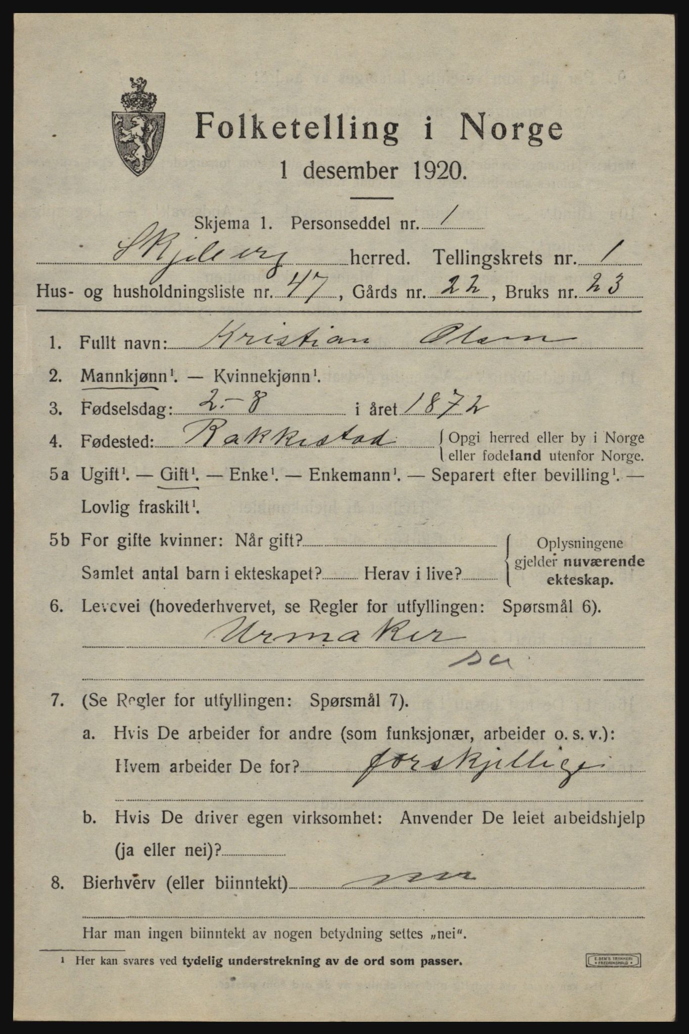 SAO, Folketelling 1920 for 0115 Skjeberg herred, 1920, s. 2735