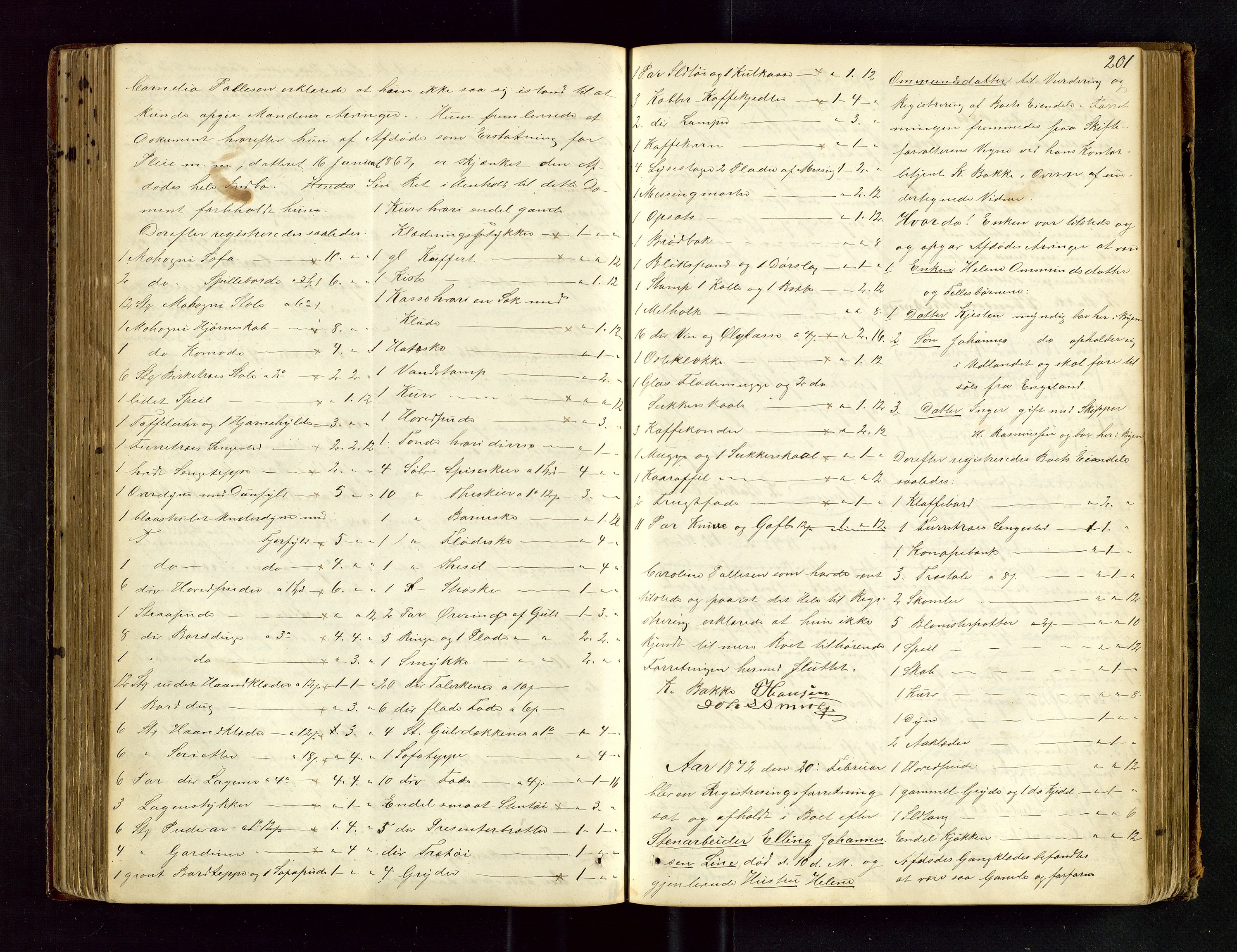 Stavanger byfogd, AV/SAST-A-101408/001/5/50/503BA/L0003: Registreringsprotokoll, 1864-1882, s. 201