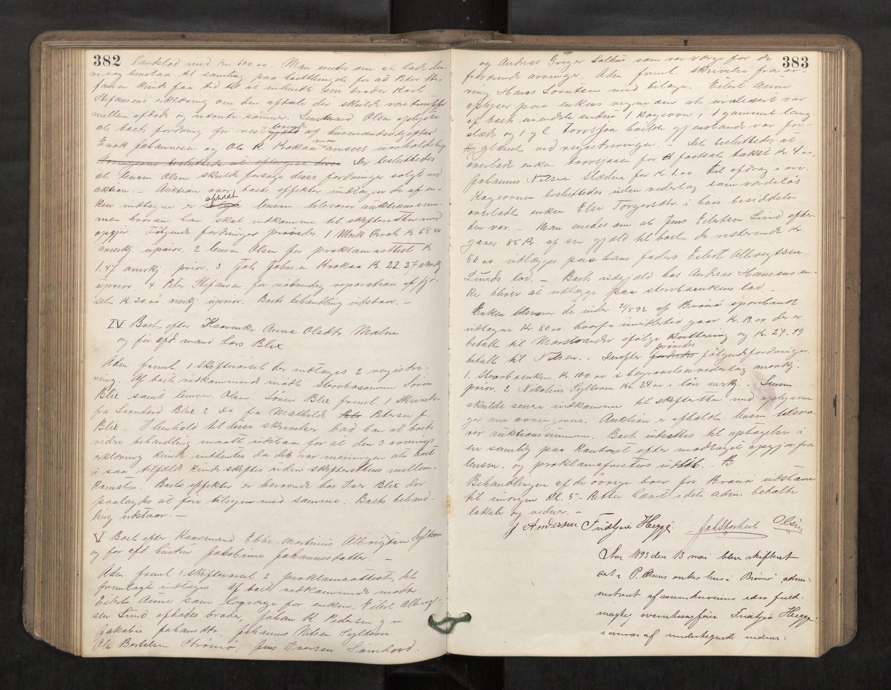 Søndre Helgeland sorenskriveri, AV/SAT-A-4575/1/3/3B/L0004: Skiftebehandlingsprotokoll, 1890-1894, s. 382-383