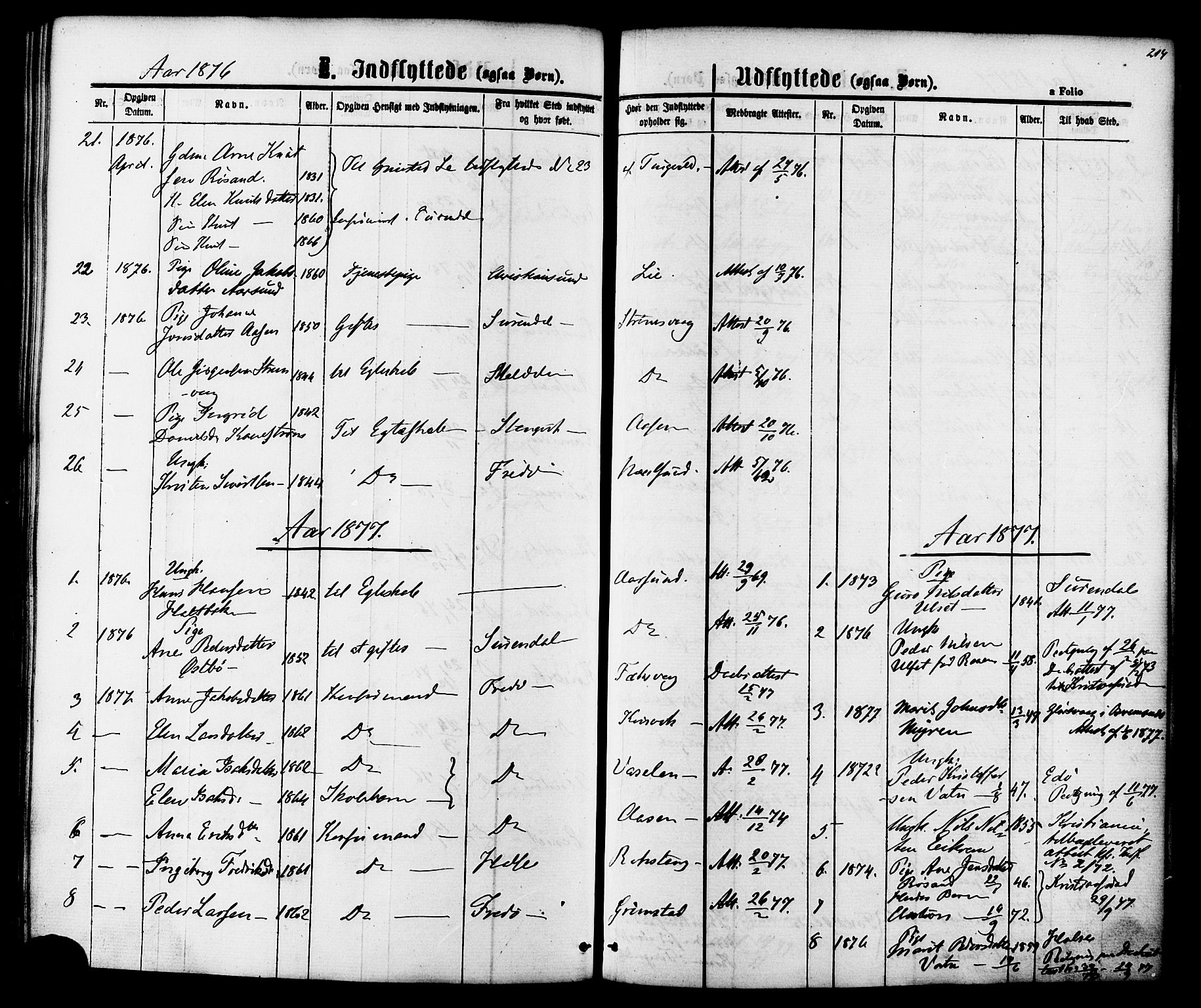 Ministerialprotokoller, klokkerbøker og fødselsregistre - Møre og Romsdal, AV/SAT-A-1454/587/L0999: Ministerialbok nr. 587A01, 1864-1886, s. 214