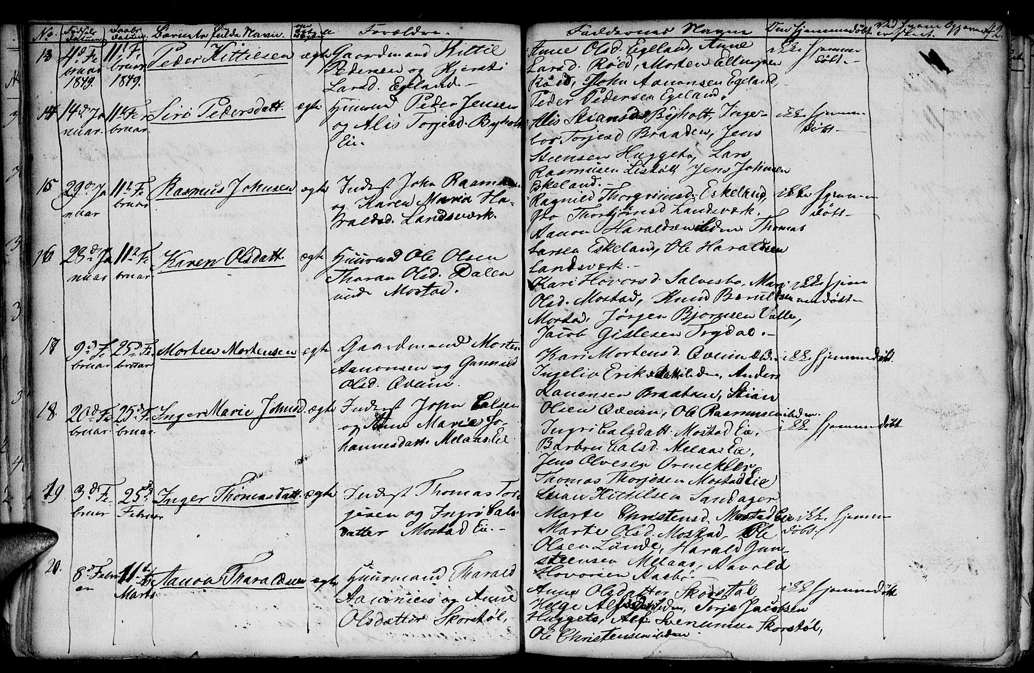 Gjerstad sokneprestkontor, AV/SAK-1111-0014/F/Fb/Fba/L0004: Klokkerbok nr. B 4, 1845-1853, s. 42