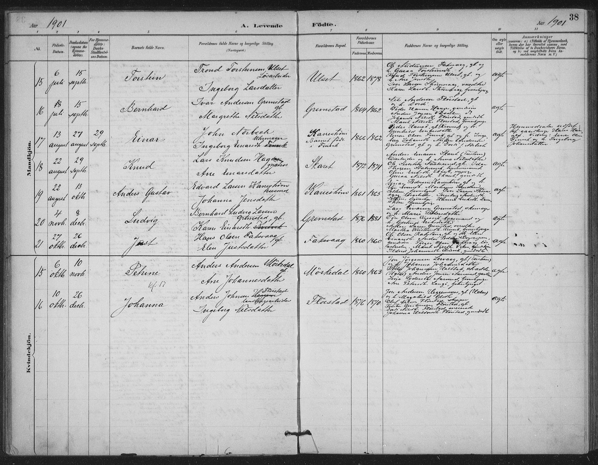 Ministerialprotokoller, klokkerbøker og fødselsregistre - Møre og Romsdal, AV/SAT-A-1454/587/L1000: Ministerialbok nr. 587A02, 1887-1910, s. 38