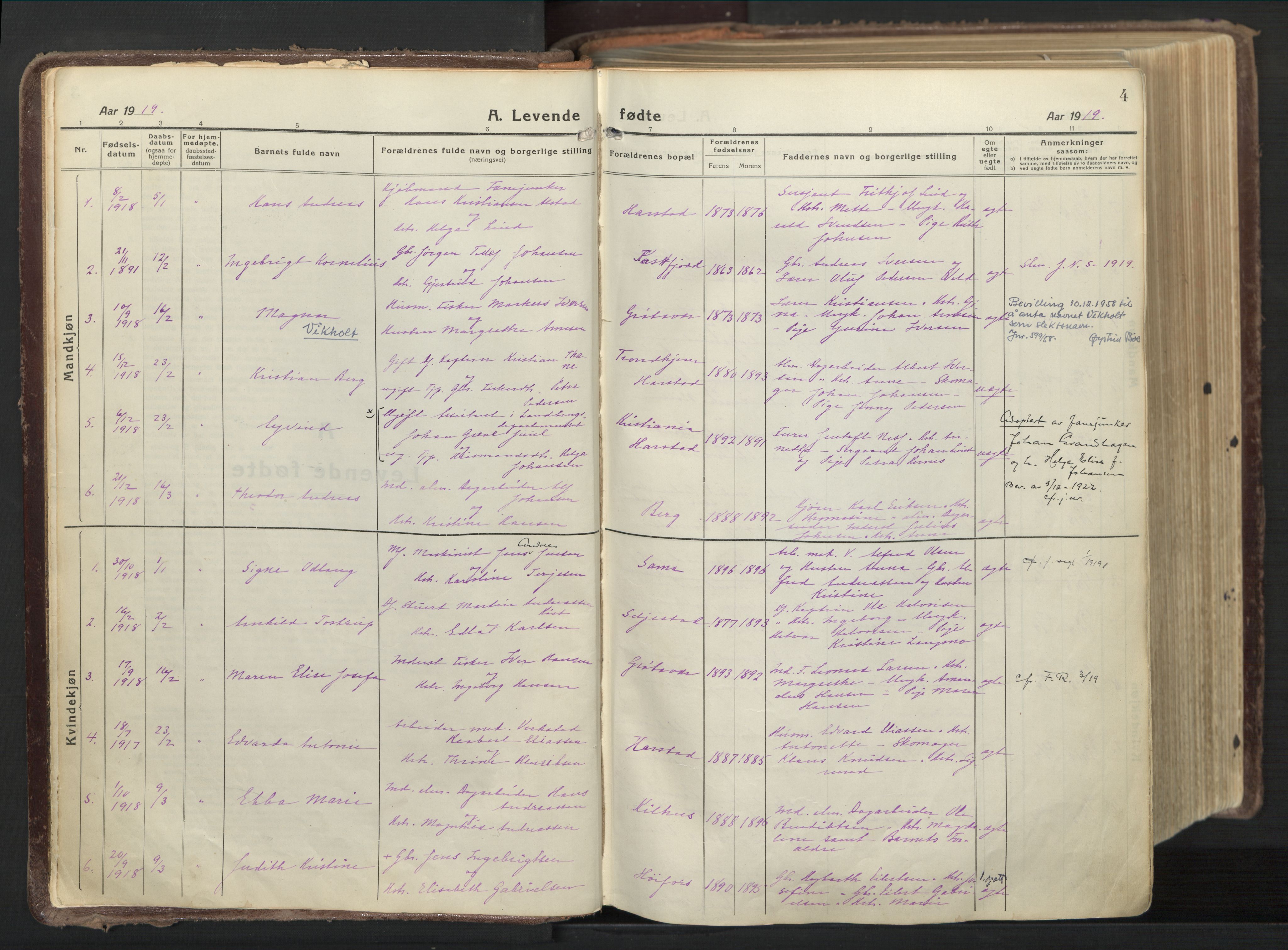 Trondenes sokneprestkontor, AV/SATØ-S-1319/H/Ha/L0019kirke: Ministerialbok nr. 19, 1919-1928, s. 4