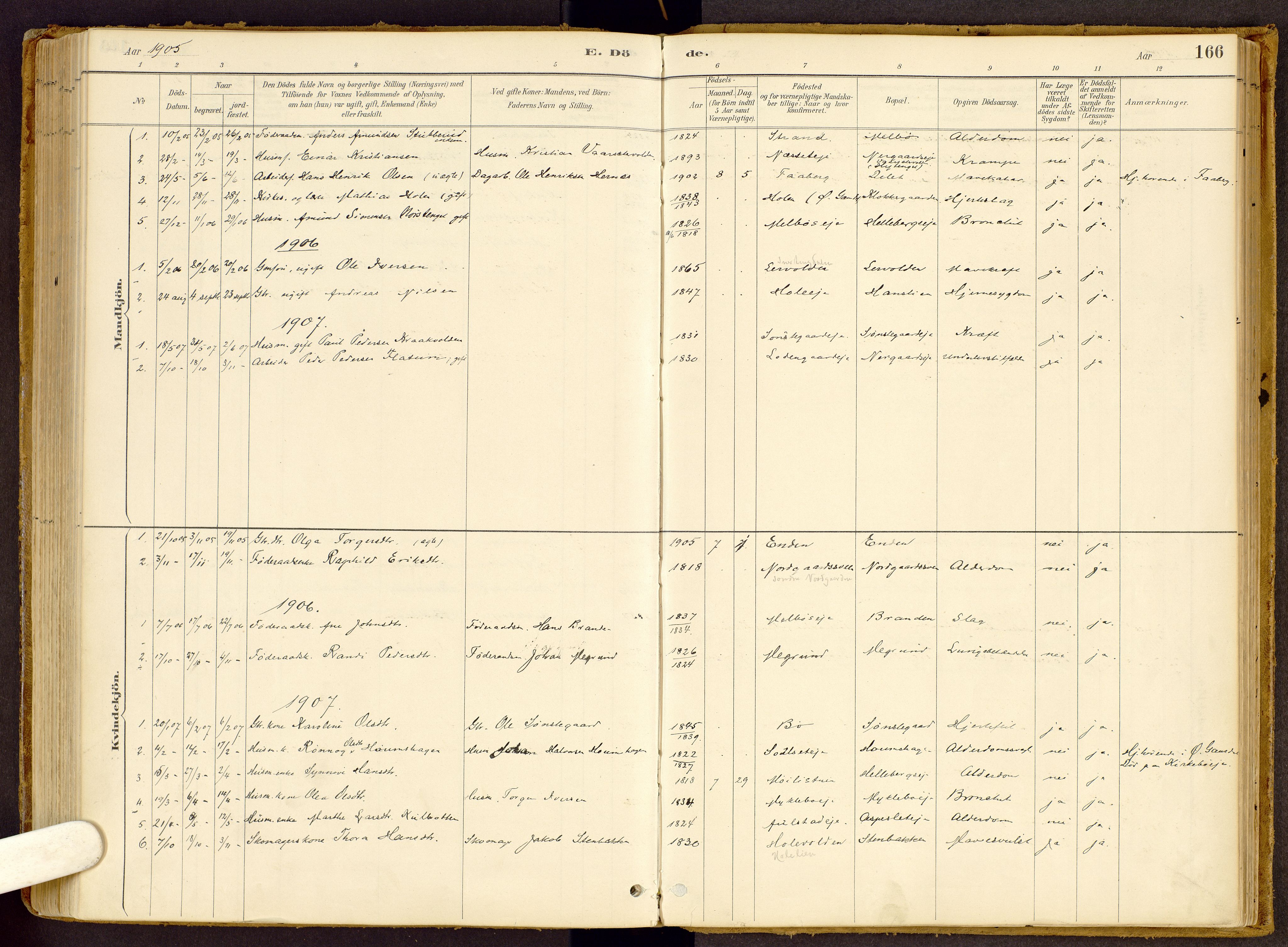 Vestre Gausdal prestekontor, SAH/PREST-094/H/Ha/Haa/L0002: Ministerialbok nr. 2, 1887-1918, s. 166