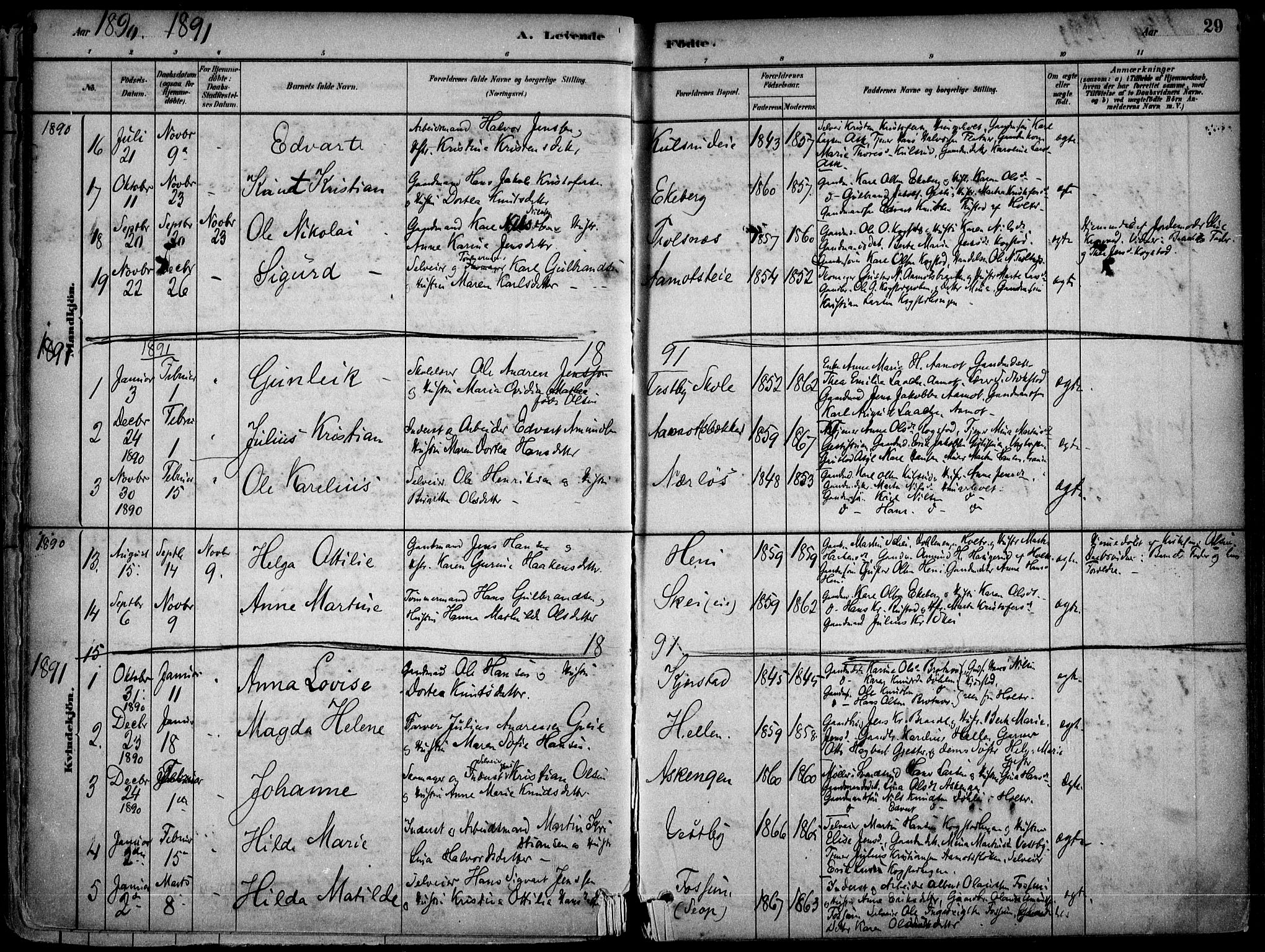 Gjerdrum prestekontor Kirkebøker, AV/SAO-A-10412b/F/Fb/L0001: Ministerialbok nr. II 1, 1881-1921, s. 29