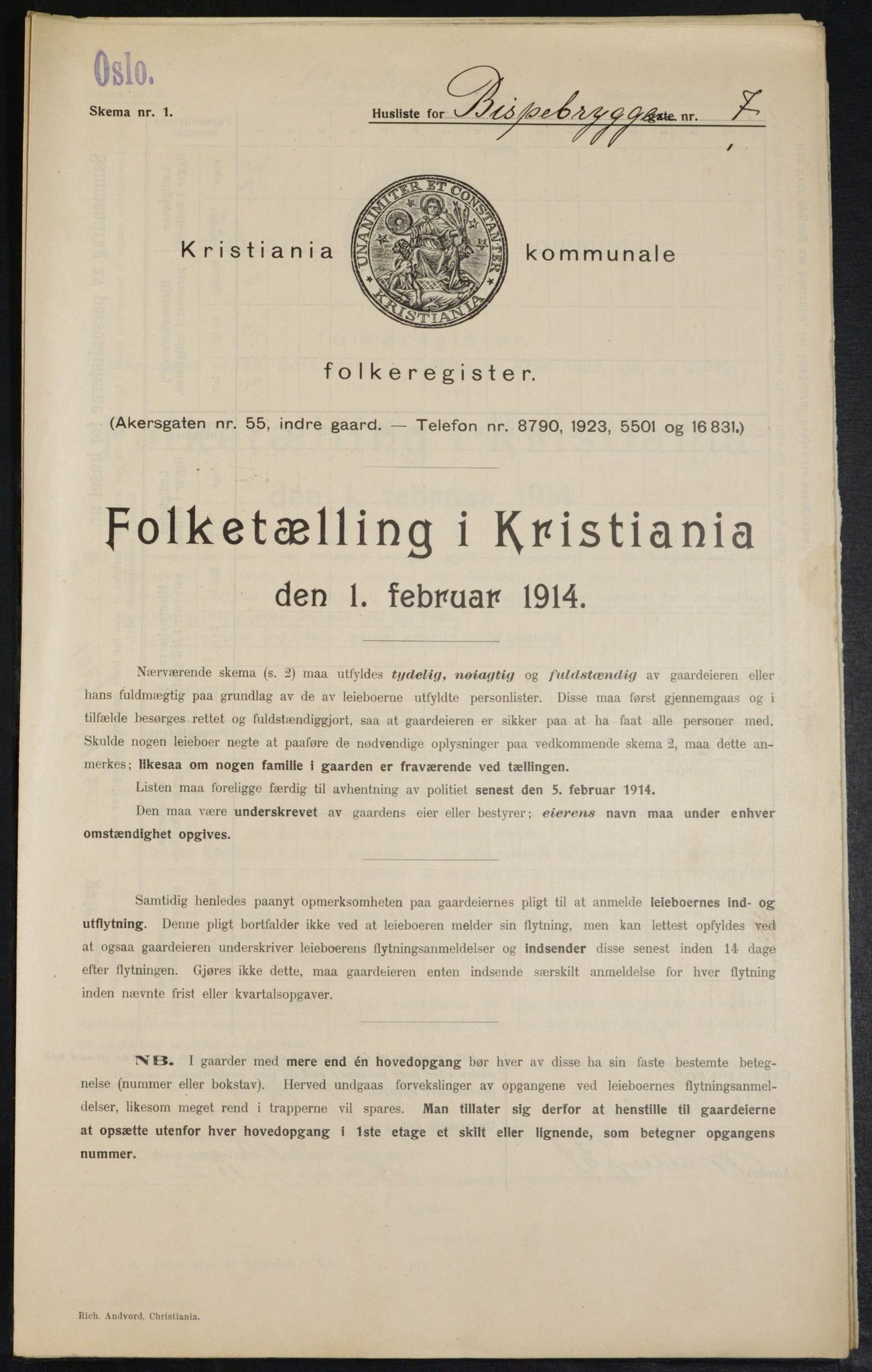 OBA, Kommunal folketelling 1.2.1914 for Kristiania, 1914, s. 5332