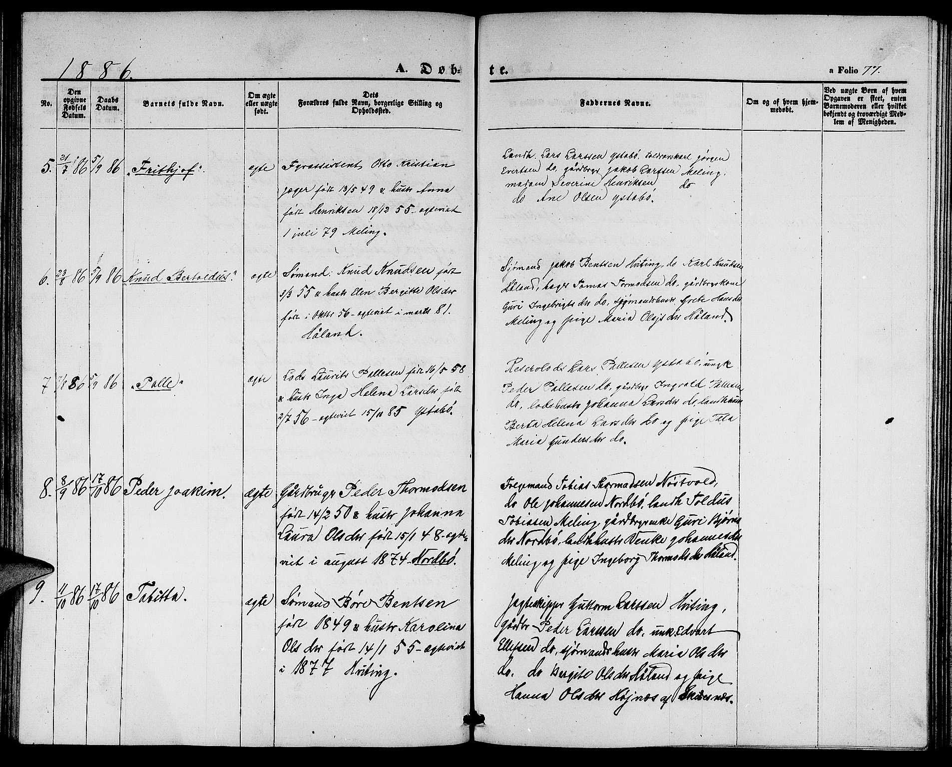 Rennesøy sokneprestkontor, SAST/A -101827/H/Ha/Hab/L0003: Klokkerbok nr. B 3, 1855-1888, s. 77