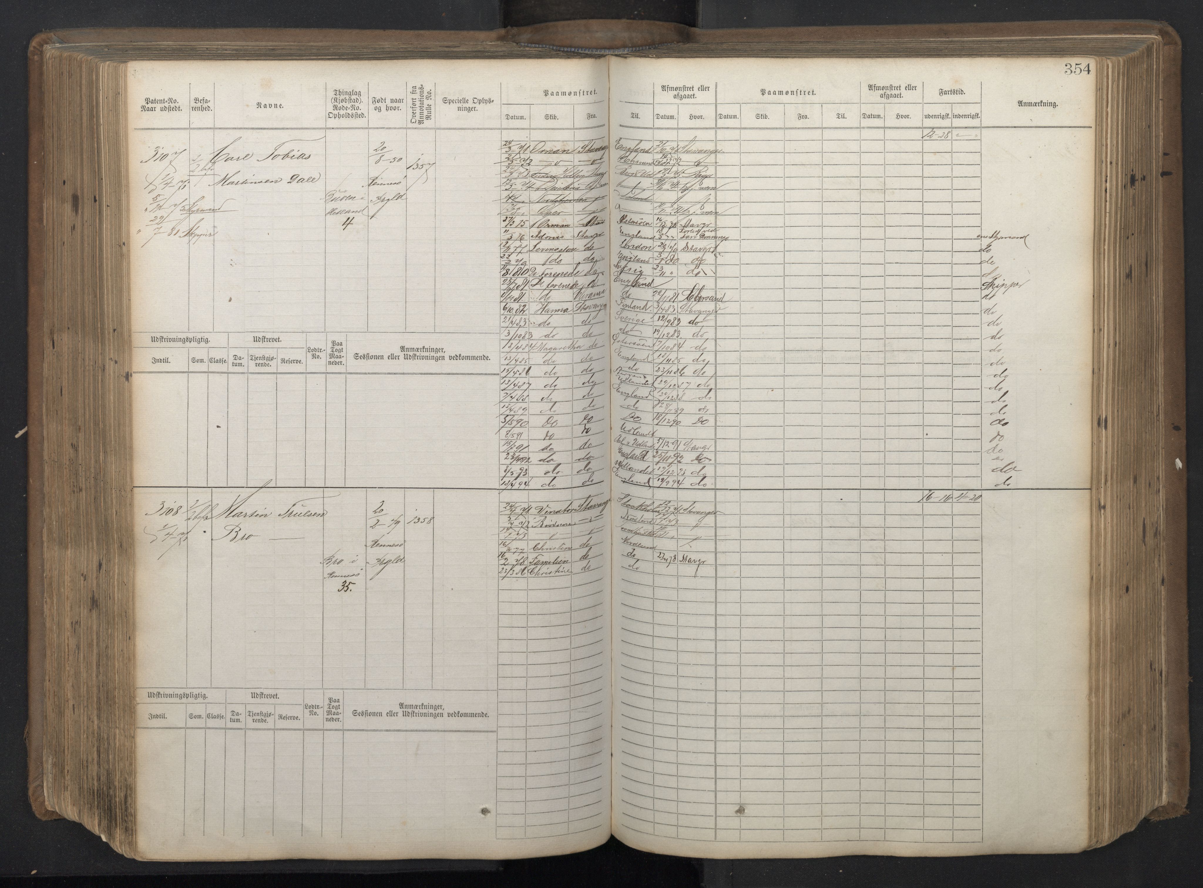 Stavanger sjømannskontor, AV/SAST-A-102006/F/Fb/Fbb/L0018: Sjøfartshovedrulle patnentnr. 2402-3602 (dublett), 1869, s. 358