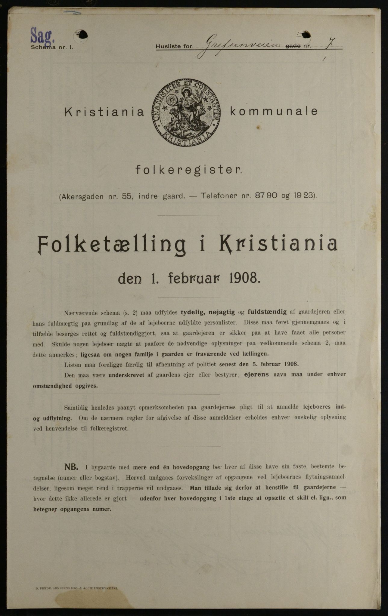 OBA, Kommunal folketelling 1.2.1908 for Kristiania kjøpstad, 1908, s. 26583