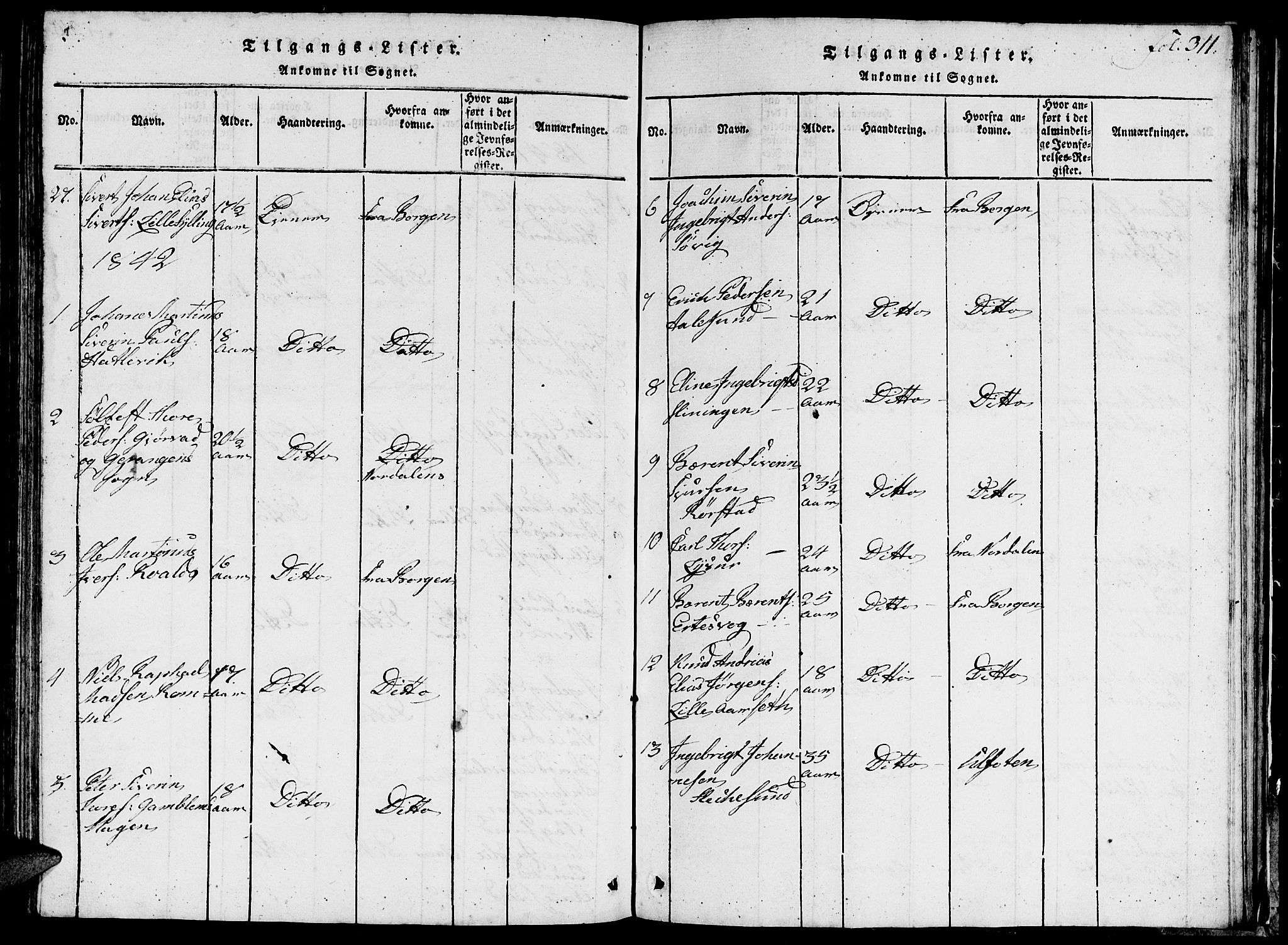 Ministerialprotokoller, klokkerbøker og fødselsregistre - Møre og Romsdal, AV/SAT-A-1454/536/L0506: Klokkerbok nr. 536C01, 1818-1859, s. 311