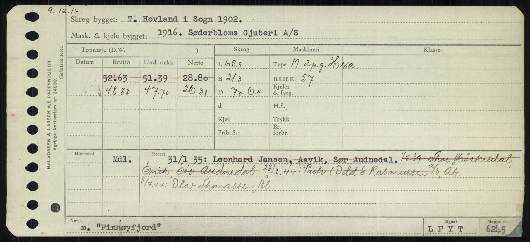 Sjøfartsdirektoratet med forløpere, Skipsmålingen, AV/RA-S-1627/H/Ha/L0002/0001: Fartøy, Eik-Hill / Fartøy, Eik-F, s. 421