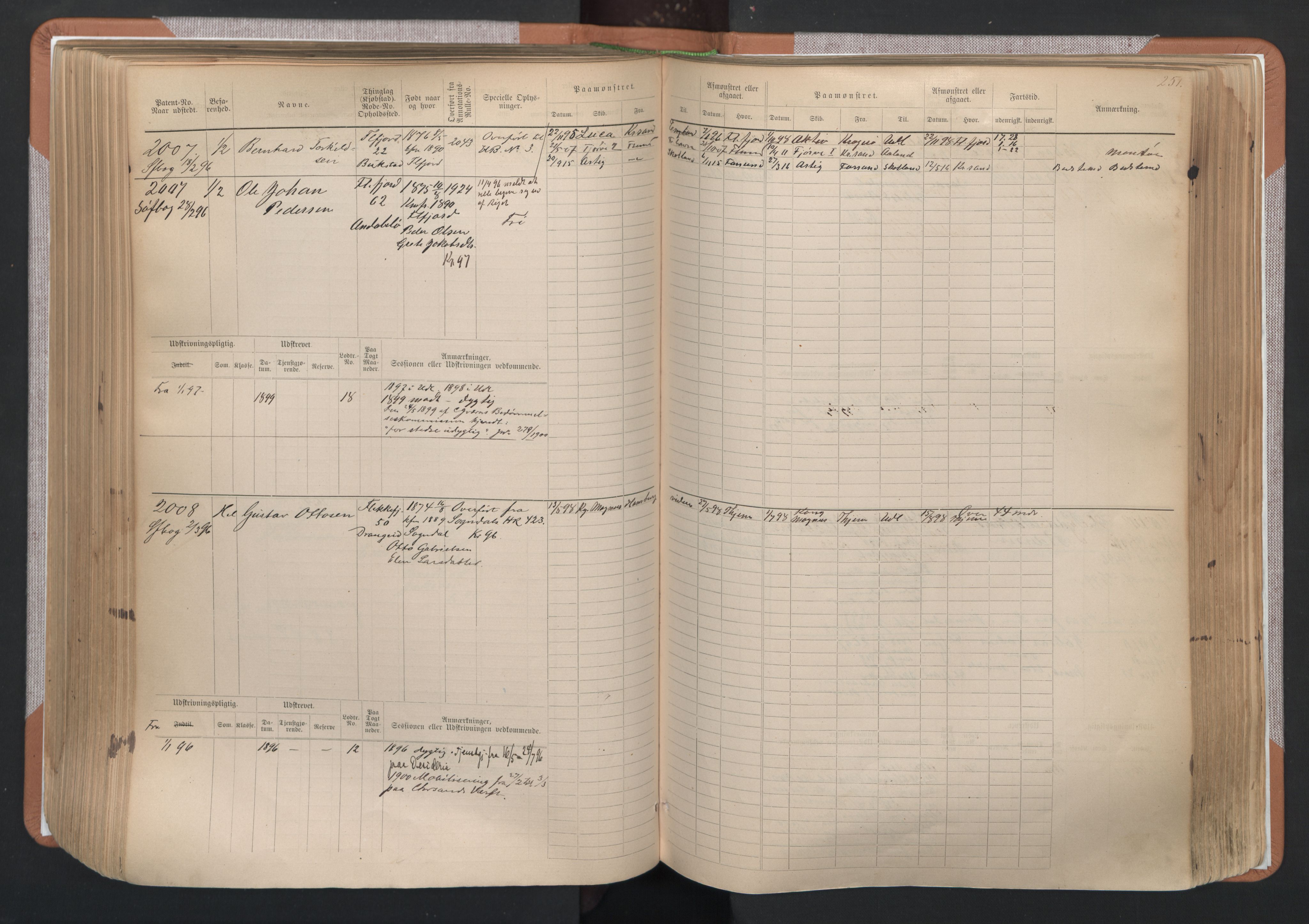 Flekkefjord mønstringskrets, SAK/2031-0018/F/Fb/L0003: Hovedrulle nr 1515-2326, N-6, 1885-1934, s. 253