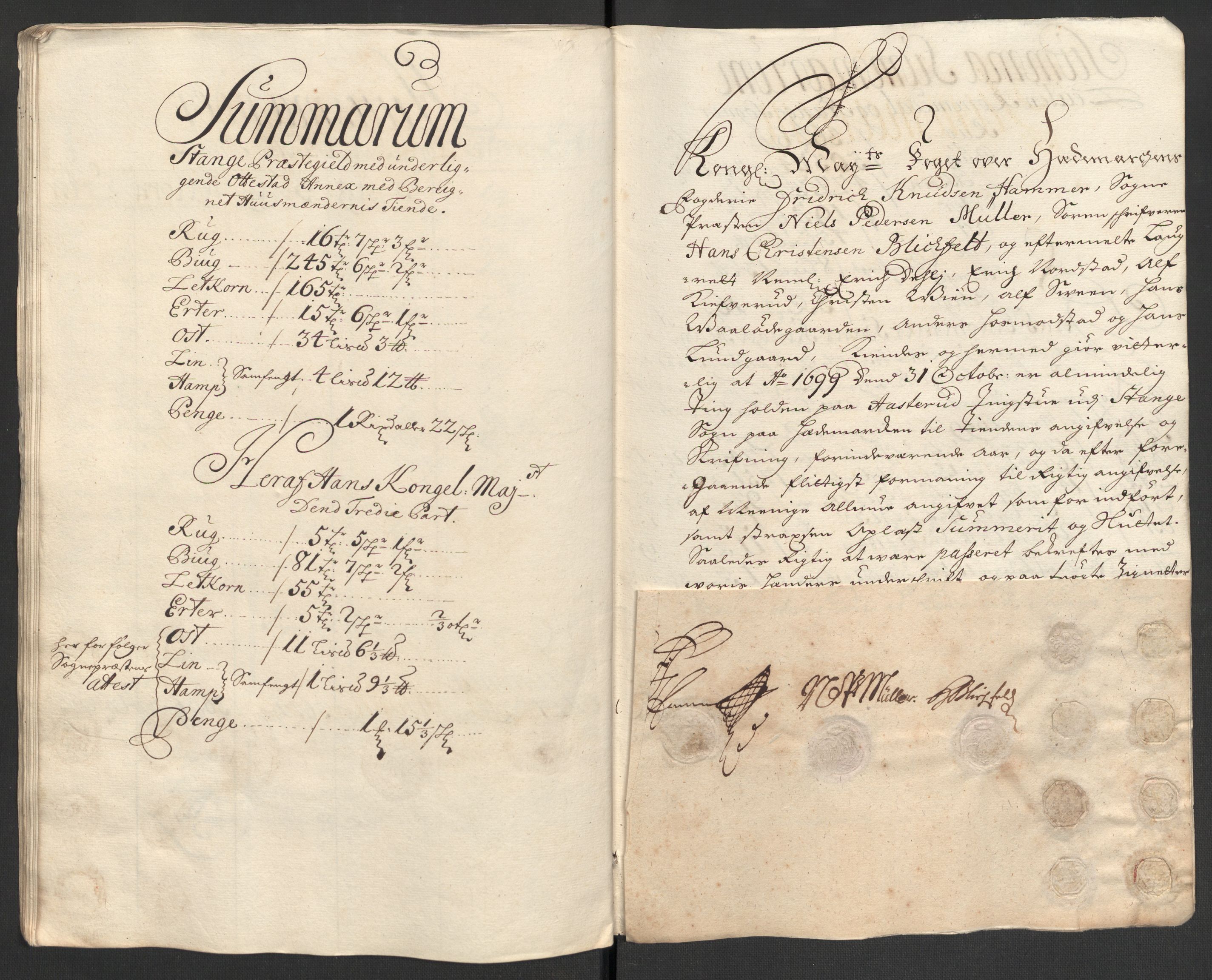 Rentekammeret inntil 1814, Reviderte regnskaper, Fogderegnskap, AV/RA-EA-4092/R16/L1038: Fogderegnskap Hedmark, 1699, s. 66