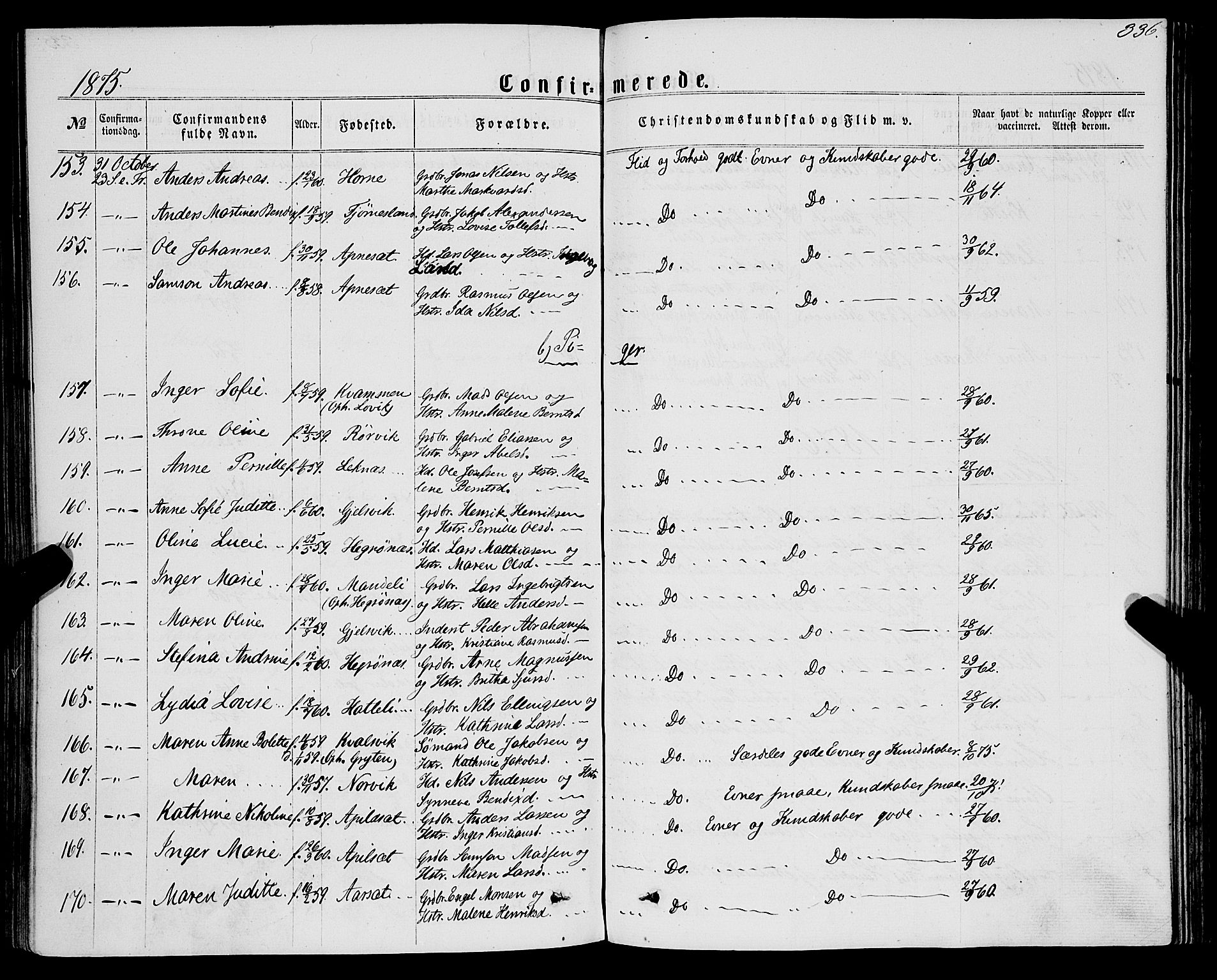 Førde sokneprestembete, AV/SAB-A-79901/H/Haa/Haaa/L0009: Ministerialbok nr. A 9, 1861-1877, s. 336