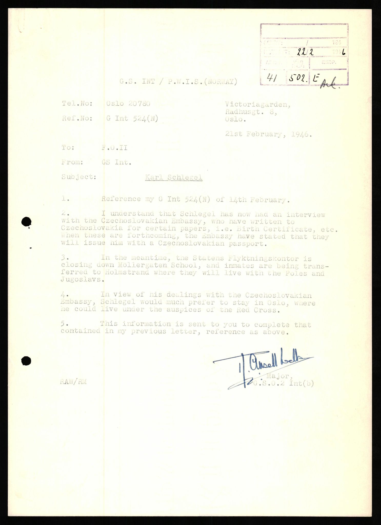 Forsvaret, Forsvarets overkommando II, AV/RA-RAFA-3915/D/Db/L0029: CI Questionaires. Tyske okkupasjonsstyrker i Norge. Tyskere., 1945-1946, s. 248