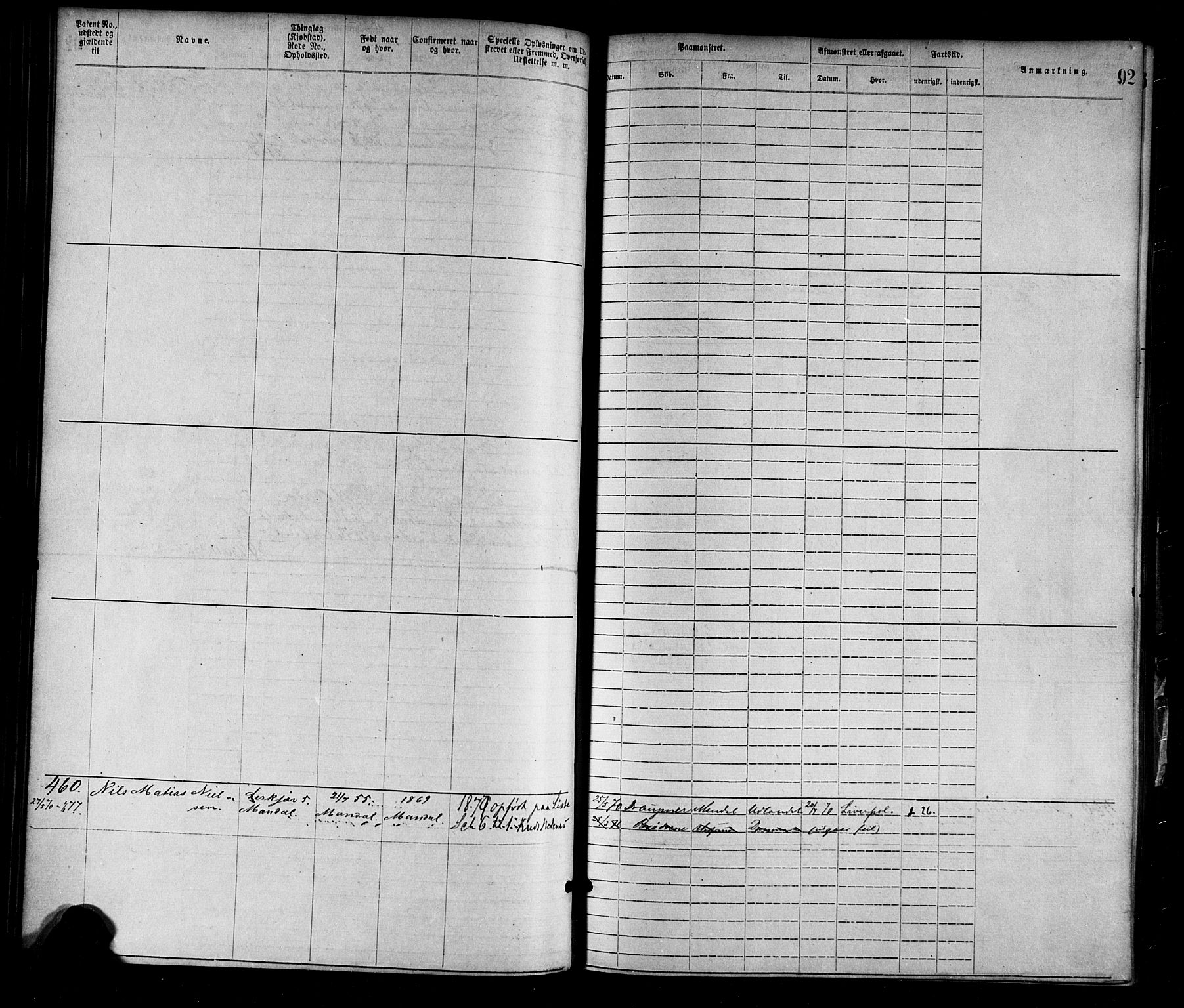 Mandal mønstringskrets, SAK/2031-0016/F/Fa/L0001: Annotasjonsrulle nr 1-1920 med register, L-3, 1869-1881, s. 120