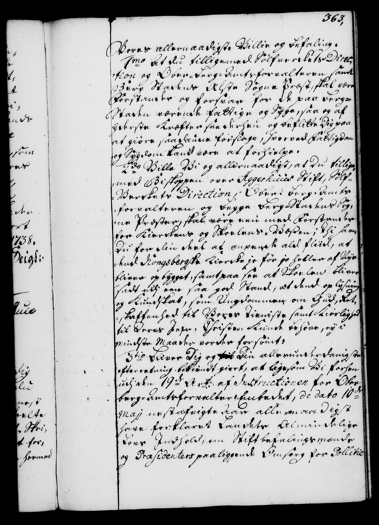 Rentekammeret, Kammerkanselliet, RA/EA-3111/G/Gg/Gga/L0004: Norsk ekspedisjonsprotokoll med register (merket RK 53.4), 1734-1741, s. 363