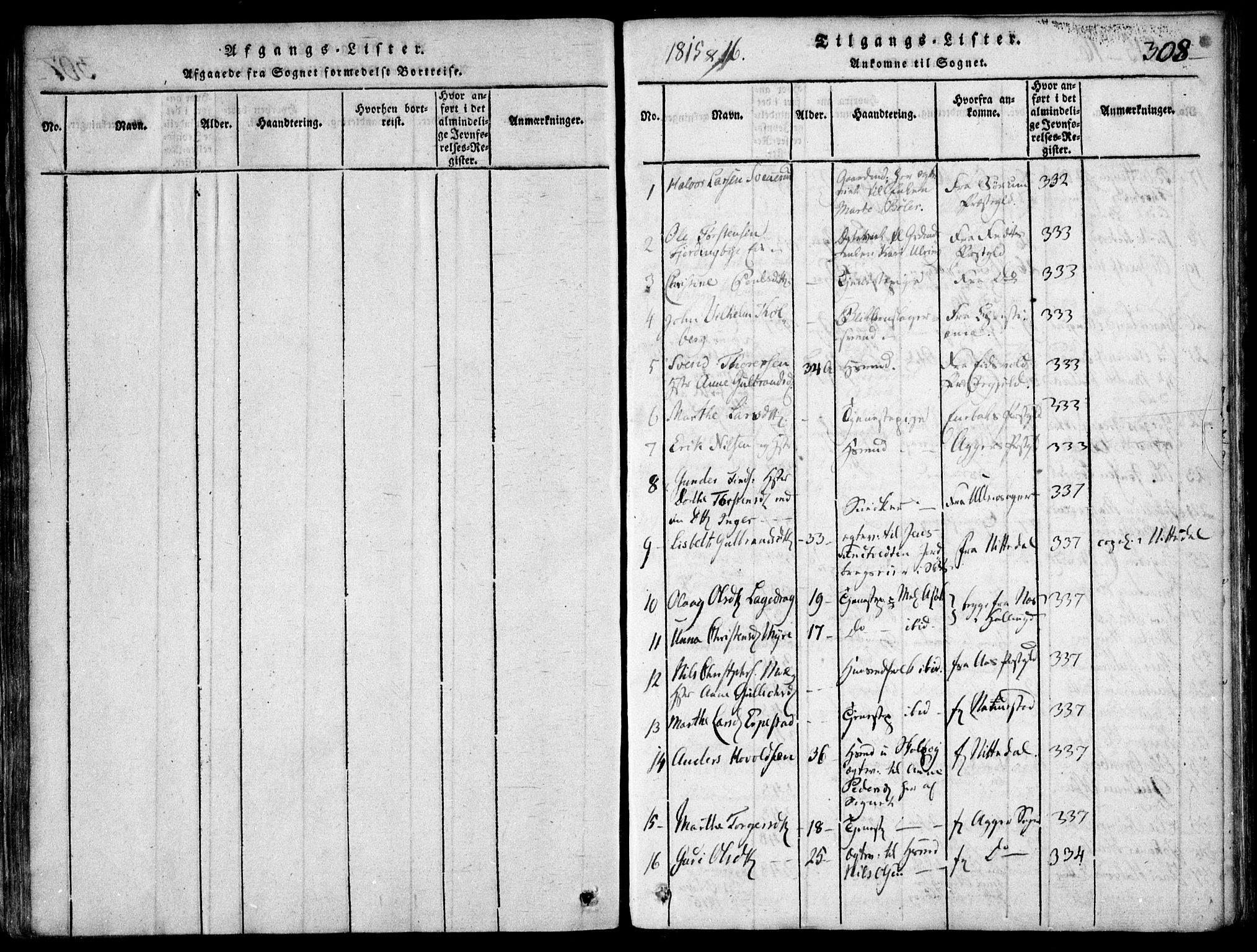 Skedsmo prestekontor Kirkebøker, AV/SAO-A-10033a/F/Fa/L0008: Ministerialbok nr. I 8, 1815-1829, s. 308