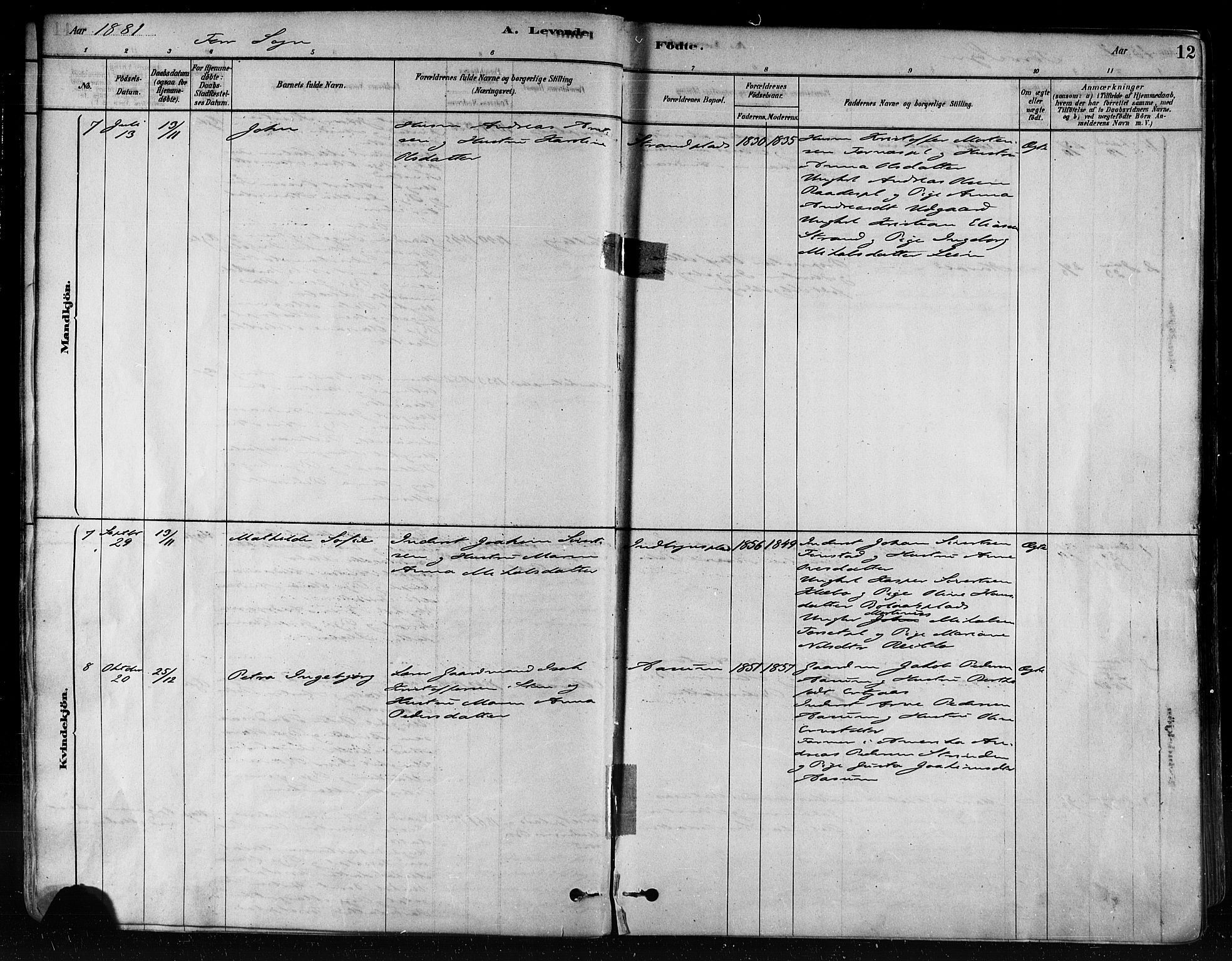 Ministerialprotokoller, klokkerbøker og fødselsregistre - Nord-Trøndelag, SAT/A-1458/746/L0448: Ministerialbok nr. 746A07 /1, 1878-1900, s. 12