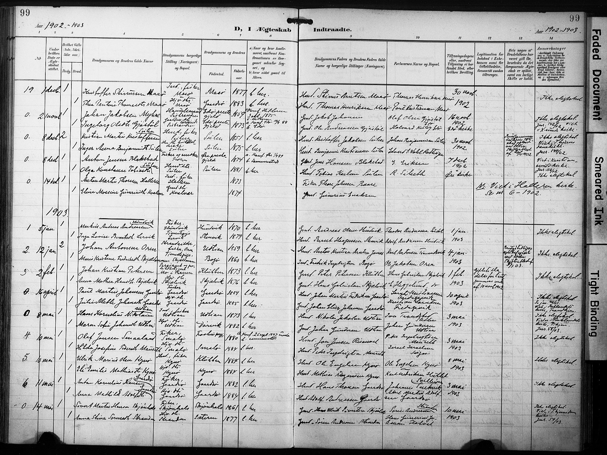 Ministerialprotokoller, klokkerbøker og fødselsregistre - Sør-Trøndelag, AV/SAT-A-1456/640/L0580: Ministerialbok nr. 640A05, 1902-1910, s. 99