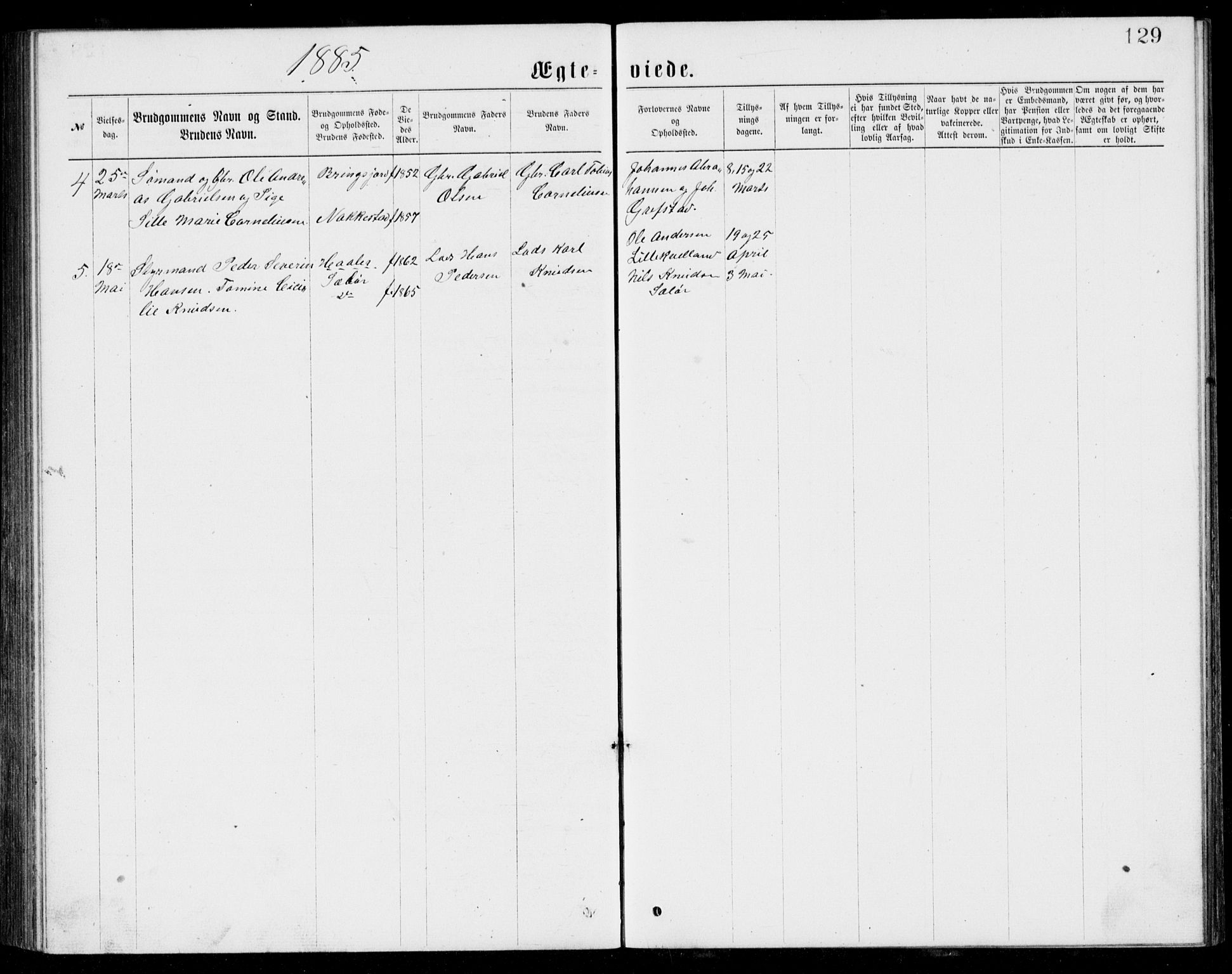 Lyngdal sokneprestkontor, AV/SAK-1111-0029/F/Fb/Fba/L0002: Klokkerbok nr. B 2, 1876-1886, s. 129