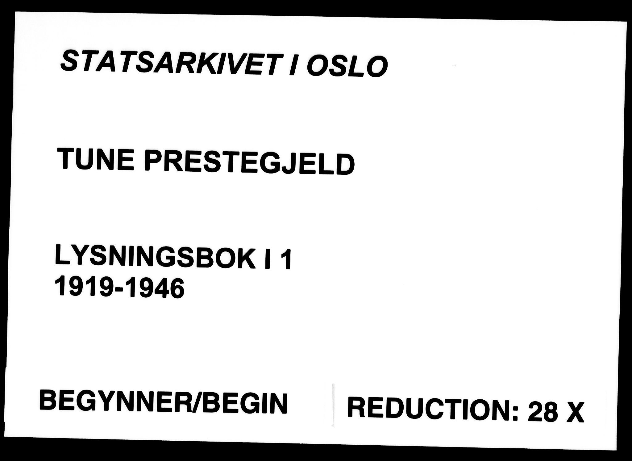 Tune prestekontor Kirkebøker, SAO/A-2007/H/Ha/L0001: Lysningsprotokoll nr. I 1, 1919-1946