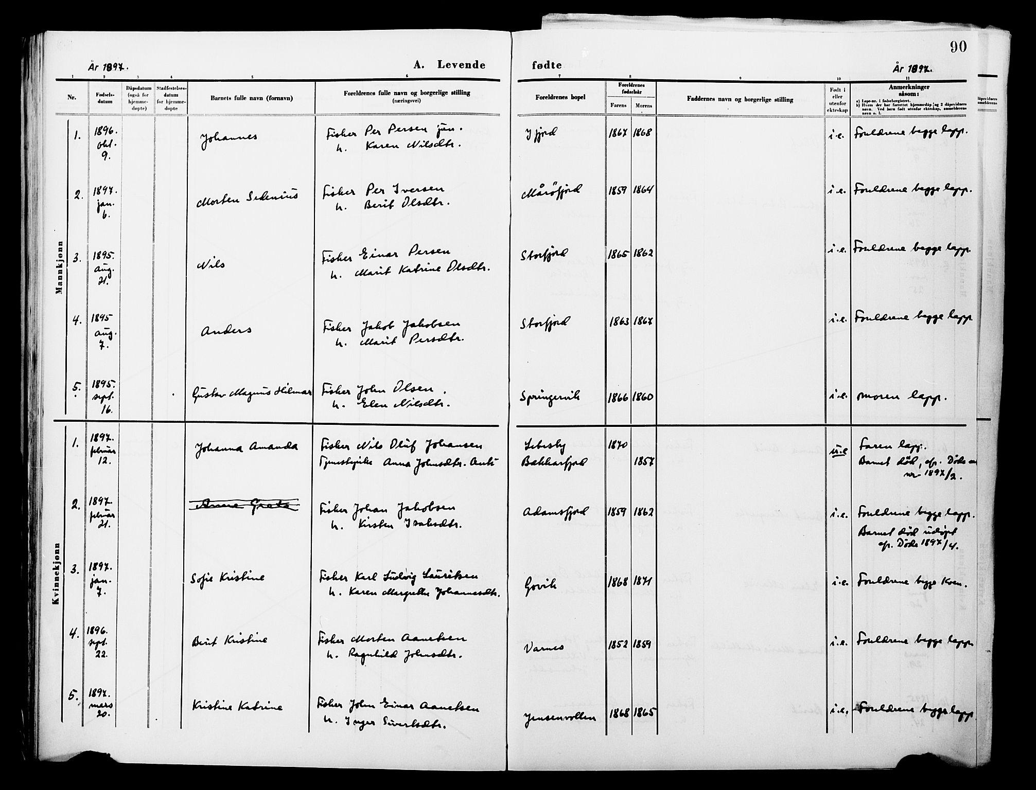 Lebesby sokneprestkontor, AV/SATØ-S-1353/H/Ha/L0004kirke: Ministerialbok nr. 4, 1870-1902, s. 90