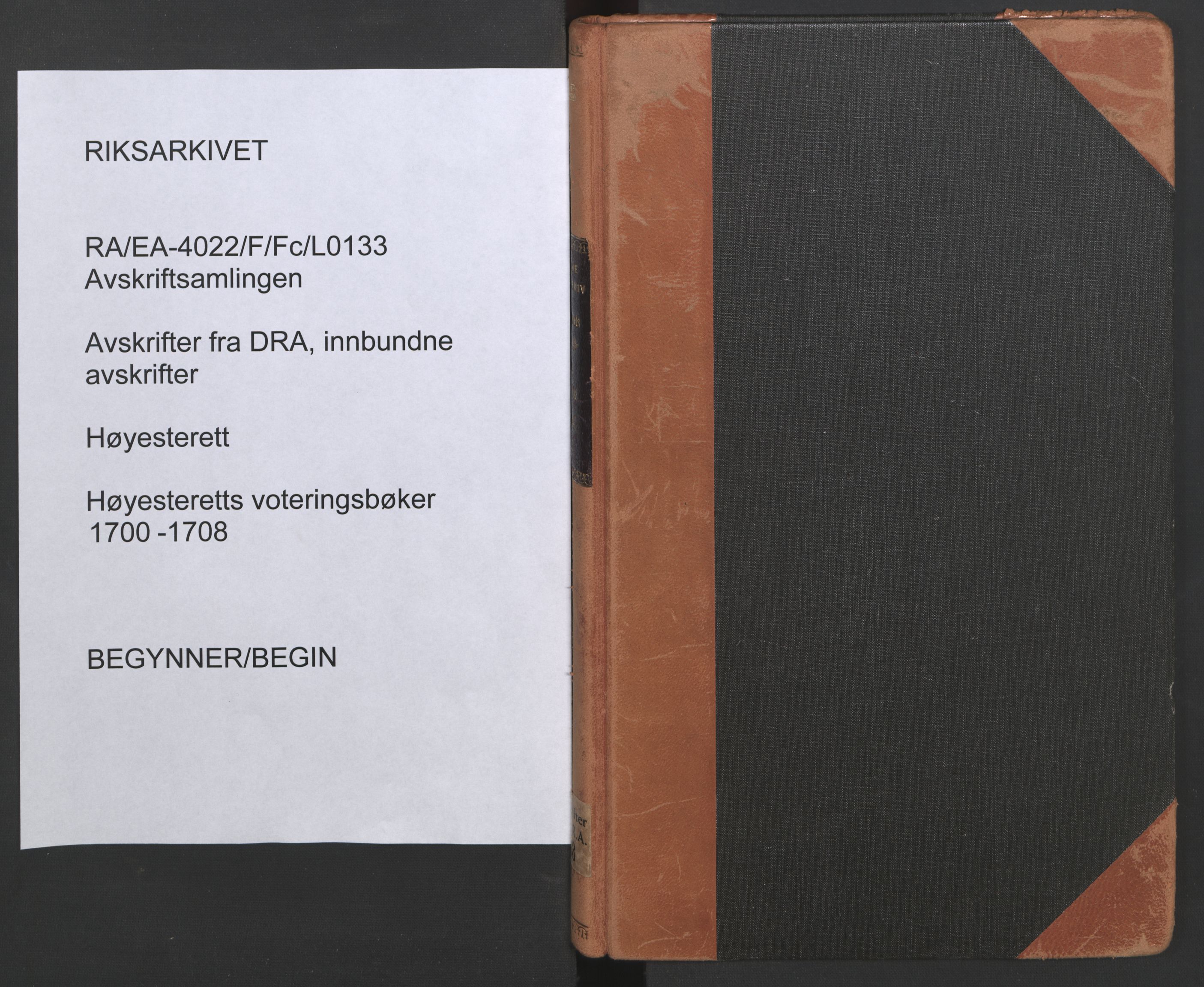 Avskriftsamlingen, RA/EA-4022/F/Fc/L0133: Høyesteretts voteringsbøker, 1700-1708