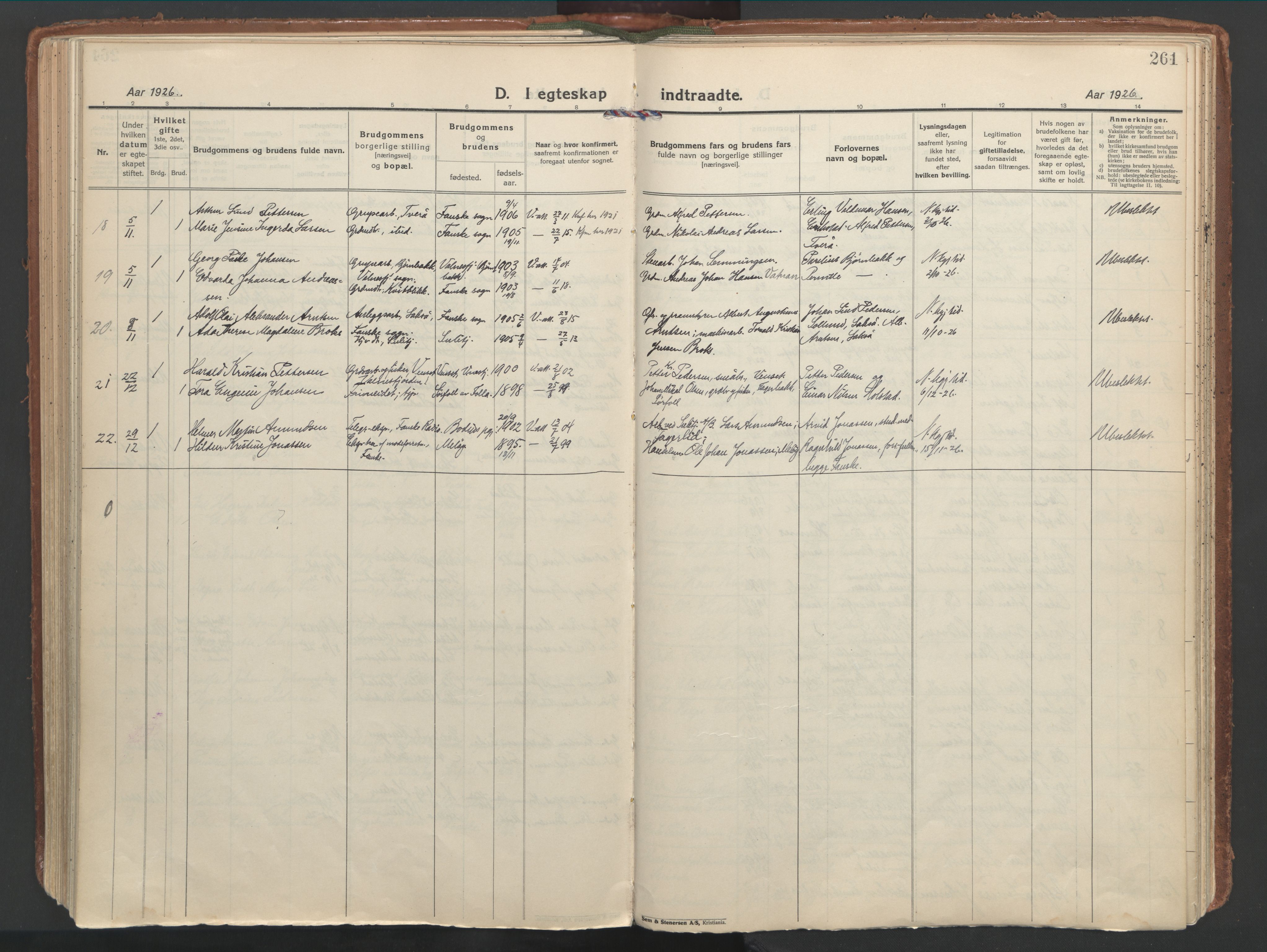 Ministerialprotokoller, klokkerbøker og fødselsregistre - Nordland, AV/SAT-A-1459/849/L0699: Ministerialbok nr. 849A10, 1924-1937, s. 261