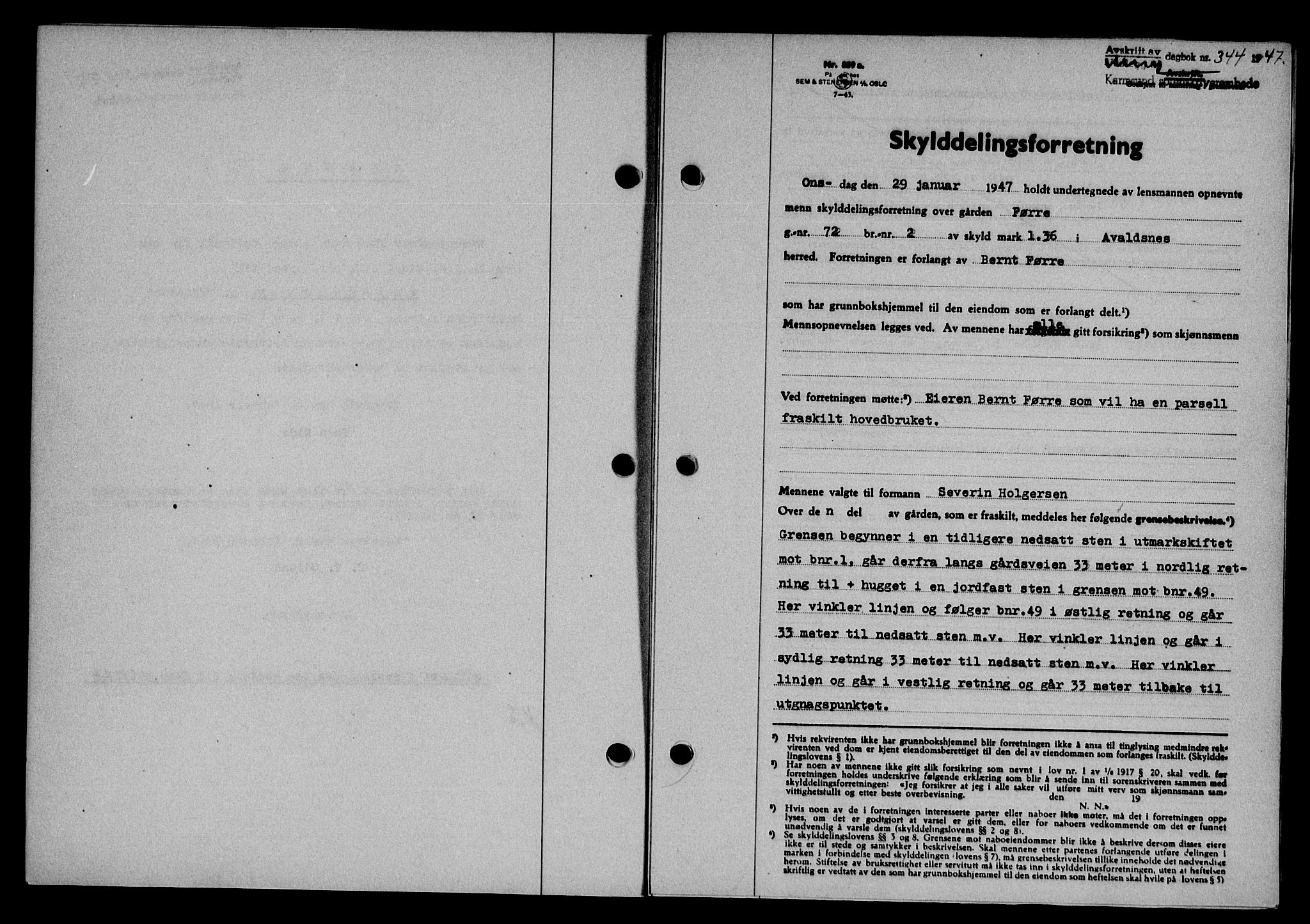 Karmsund sorenskriveri, SAST/A-100311/01/II/IIB/L0089: Pantebok nr. 69A, 1947-1947, Dagboknr: 344/1947