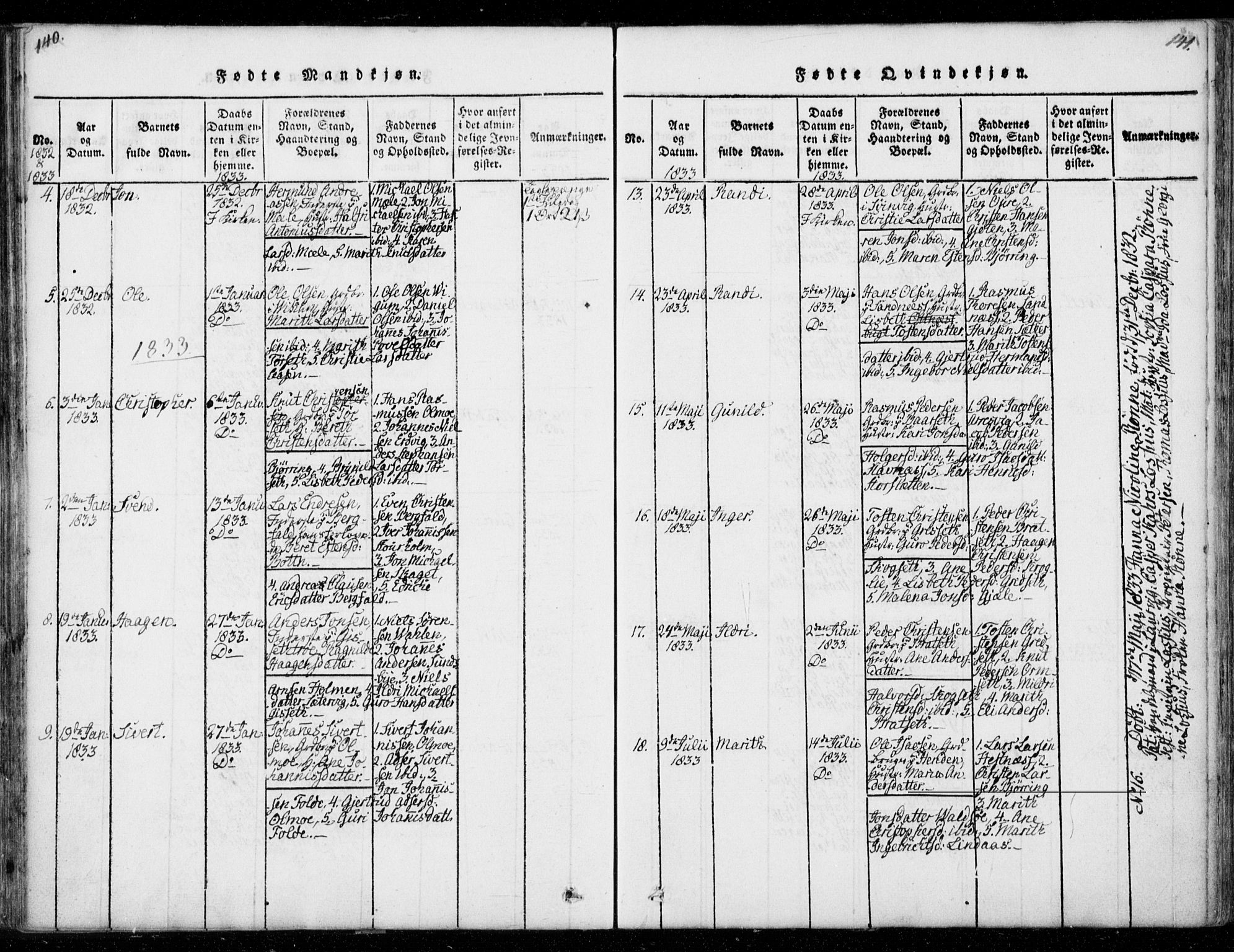Ministerialprotokoller, klokkerbøker og fødselsregistre - Møre og Romsdal, AV/SAT-A-1454/578/L0903: Ministerialbok nr. 578A02, 1819-1838, s. 140-141