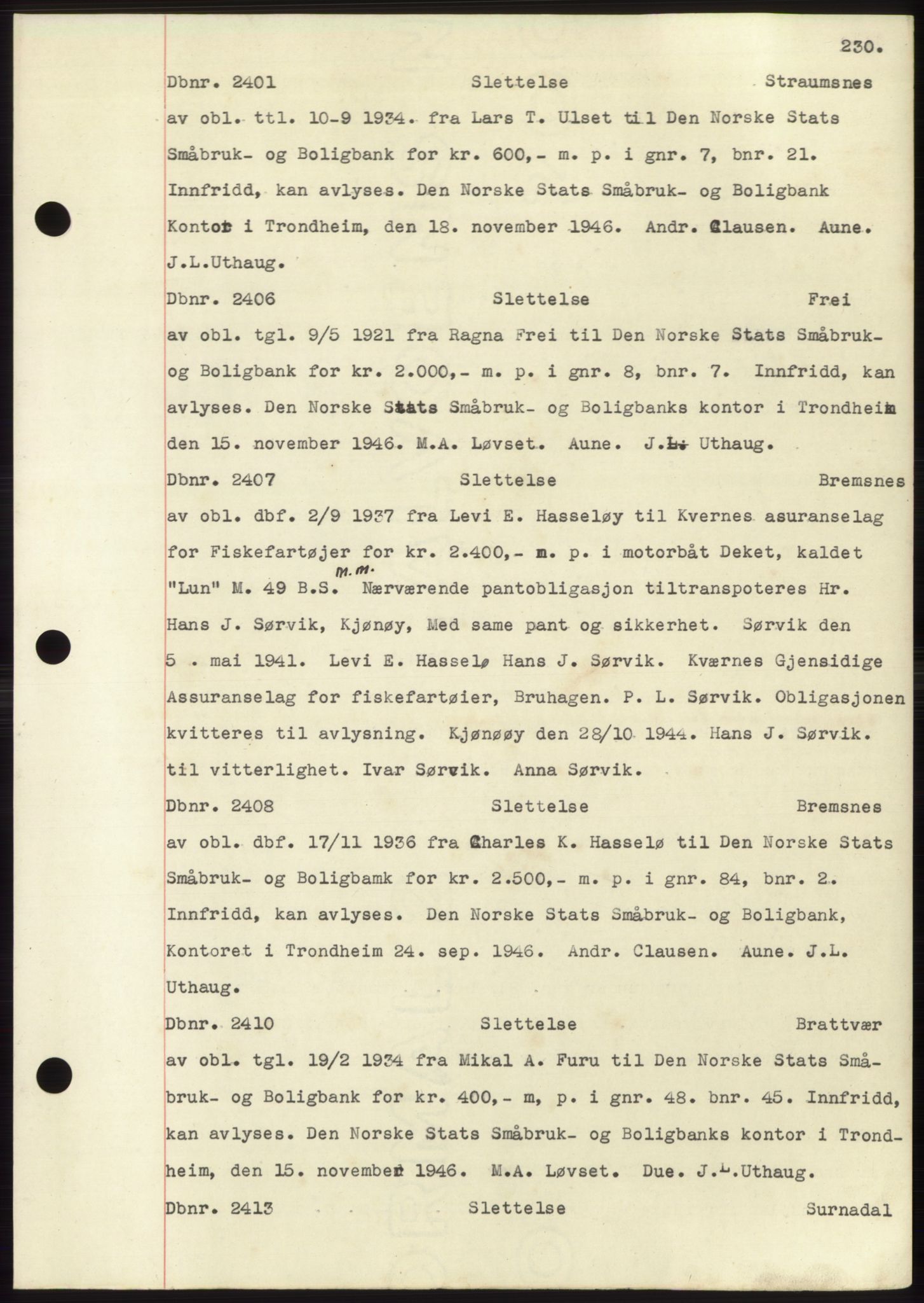 Nordmøre sorenskriveri, SAT/A-4132/1/2/2Ca: Pantebok nr. C82b, 1946-1951, Dagboknr: 2401/1946