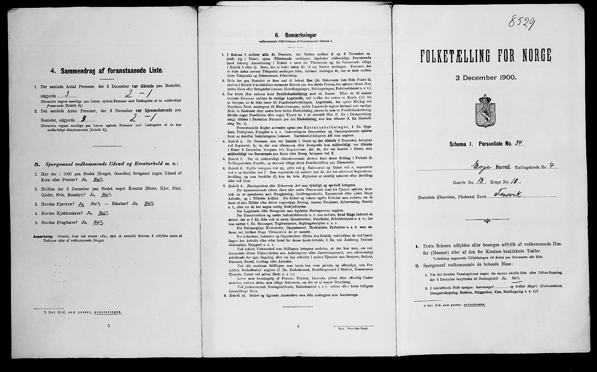 SAK, Folketelling 1900 for 0937 Evje herred, 1900, s. 298
