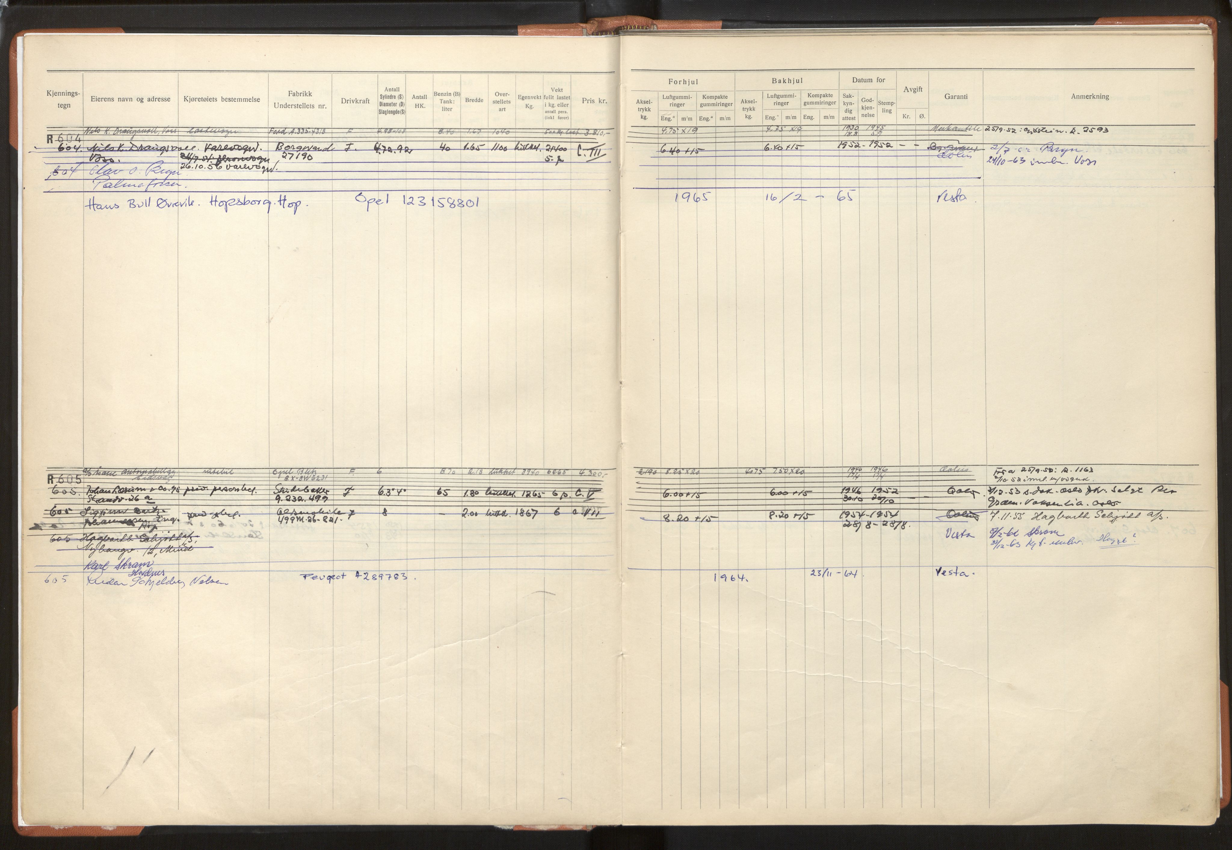 Statens vegvesen, Hordaland vegkontor, AV/SAB-A-5201/2/O/Oa/L0003: Bil - R600-845, 1915-1970