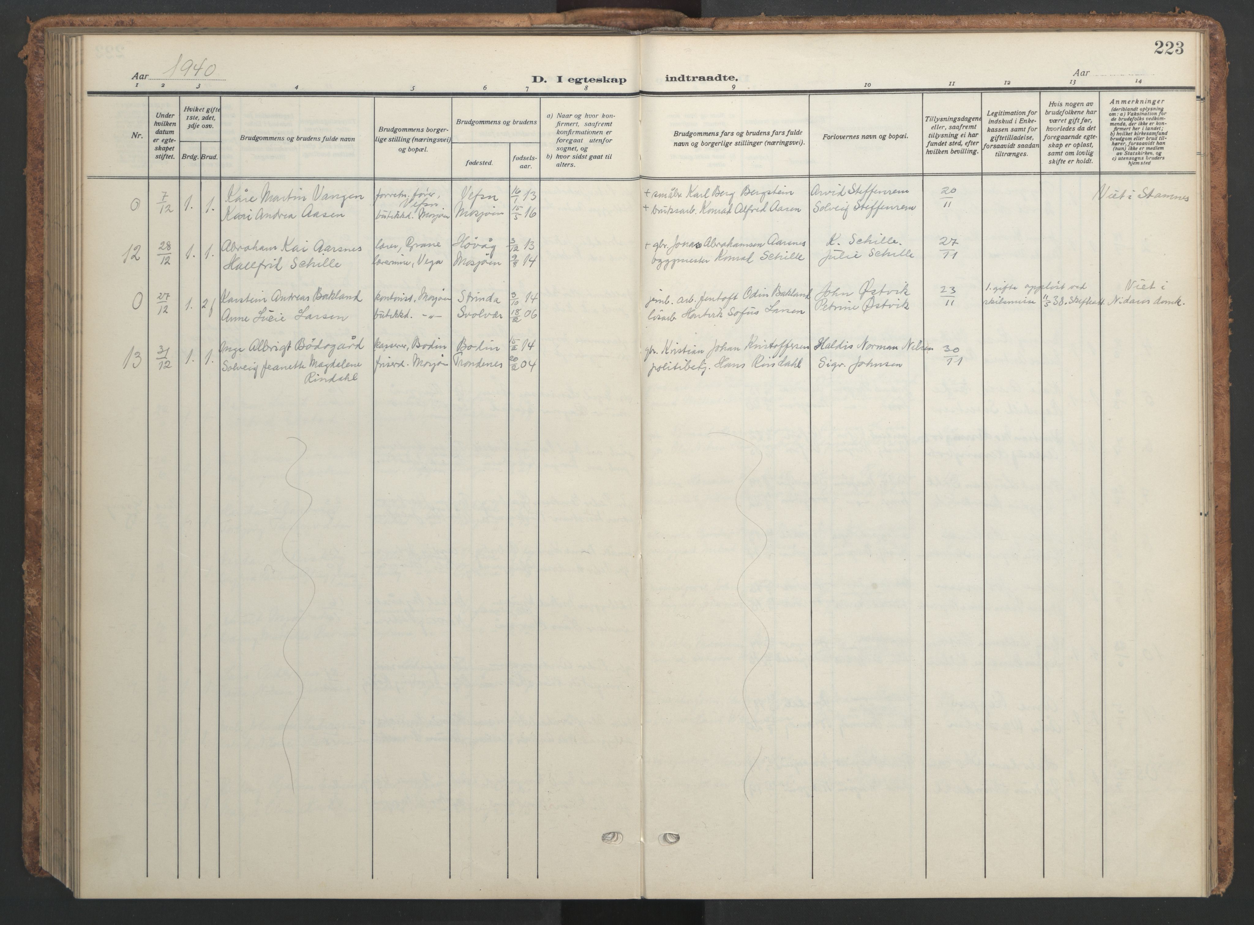 Ministerialprotokoller, klokkerbøker og fødselsregistre - Nordland, AV/SAT-A-1459/820/L0303: Klokkerbok nr. 820C05, 1917-1952, s. 223