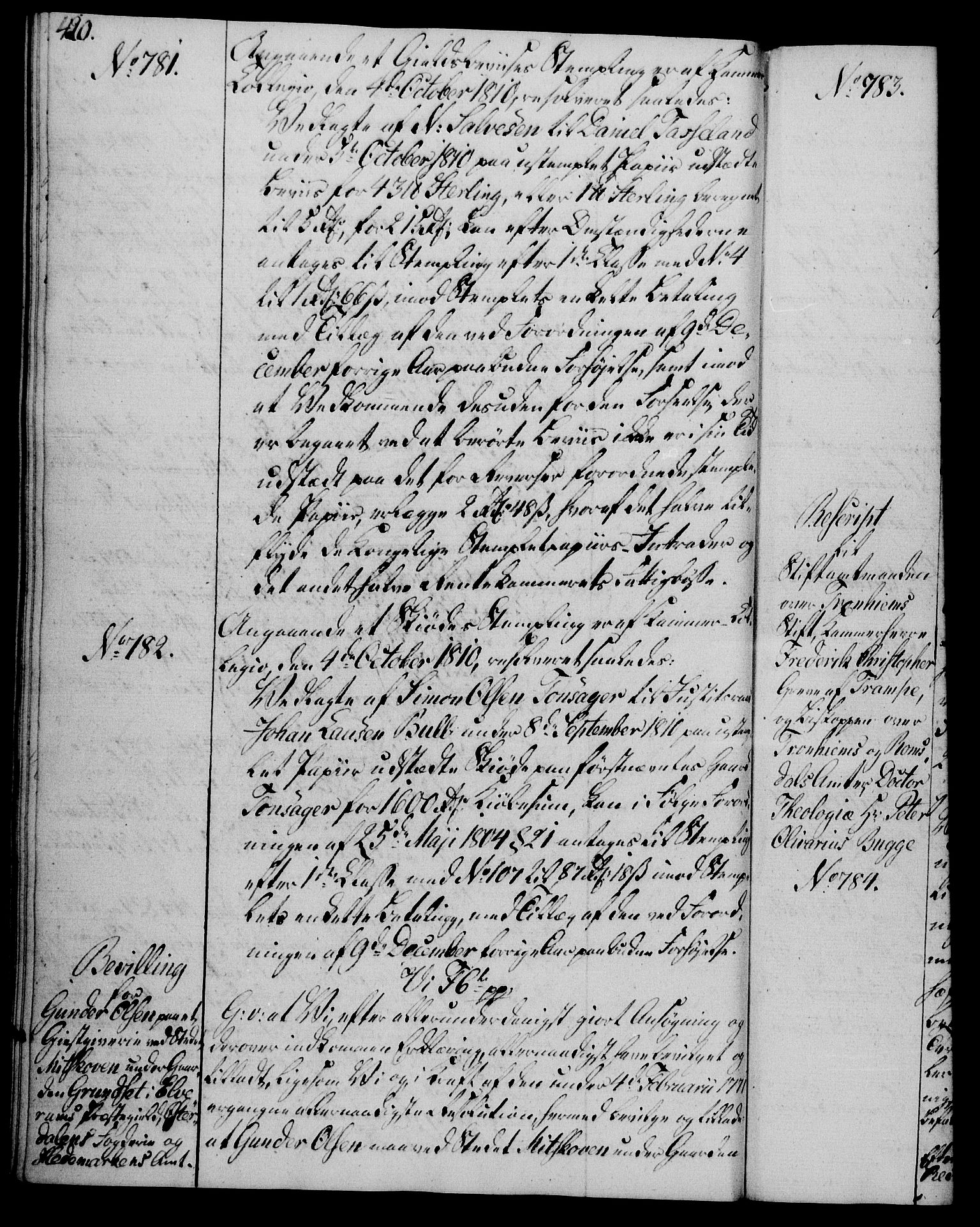 Rentekammeret, Kammerkanselliet, AV/RA-EA-3111/G/Gg/Gga/L0019: Norsk ekspedisjonsprotokoll med register (merket RK 53.19), 1807-1810, s. 420