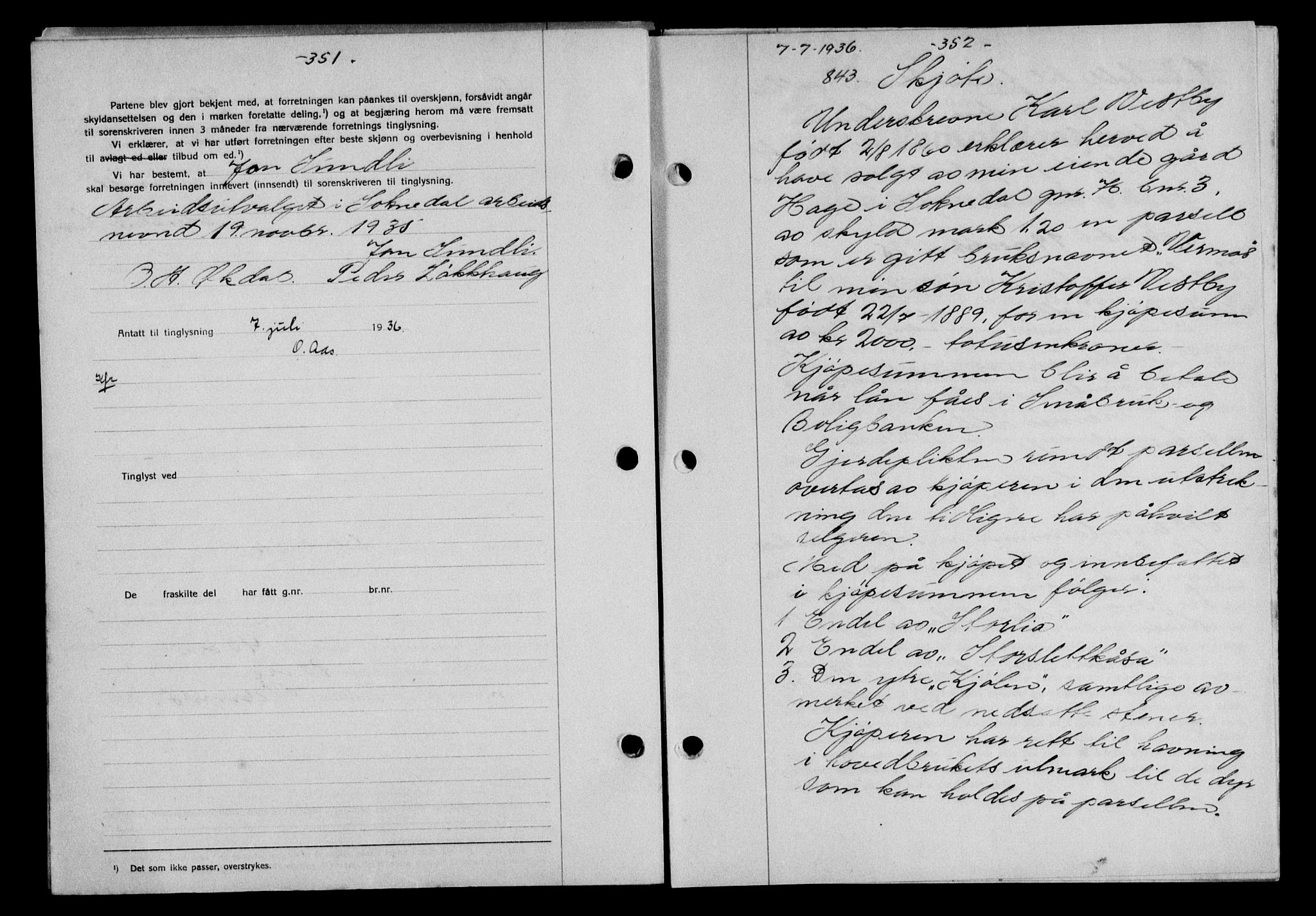 Gauldal sorenskriveri, SAT/A-0014/1/2/2C/L0046: Pantebok nr. 49-50, 1936-1937, Dagboknr: 843/1936