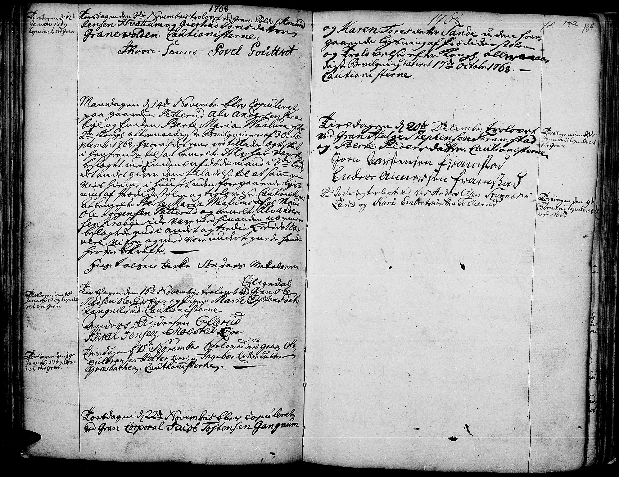 Gran prestekontor, AV/SAH-PREST-112/H/Ha/Haa/L0004: Ministerialbok nr. 4, 1759-1775, s. 184